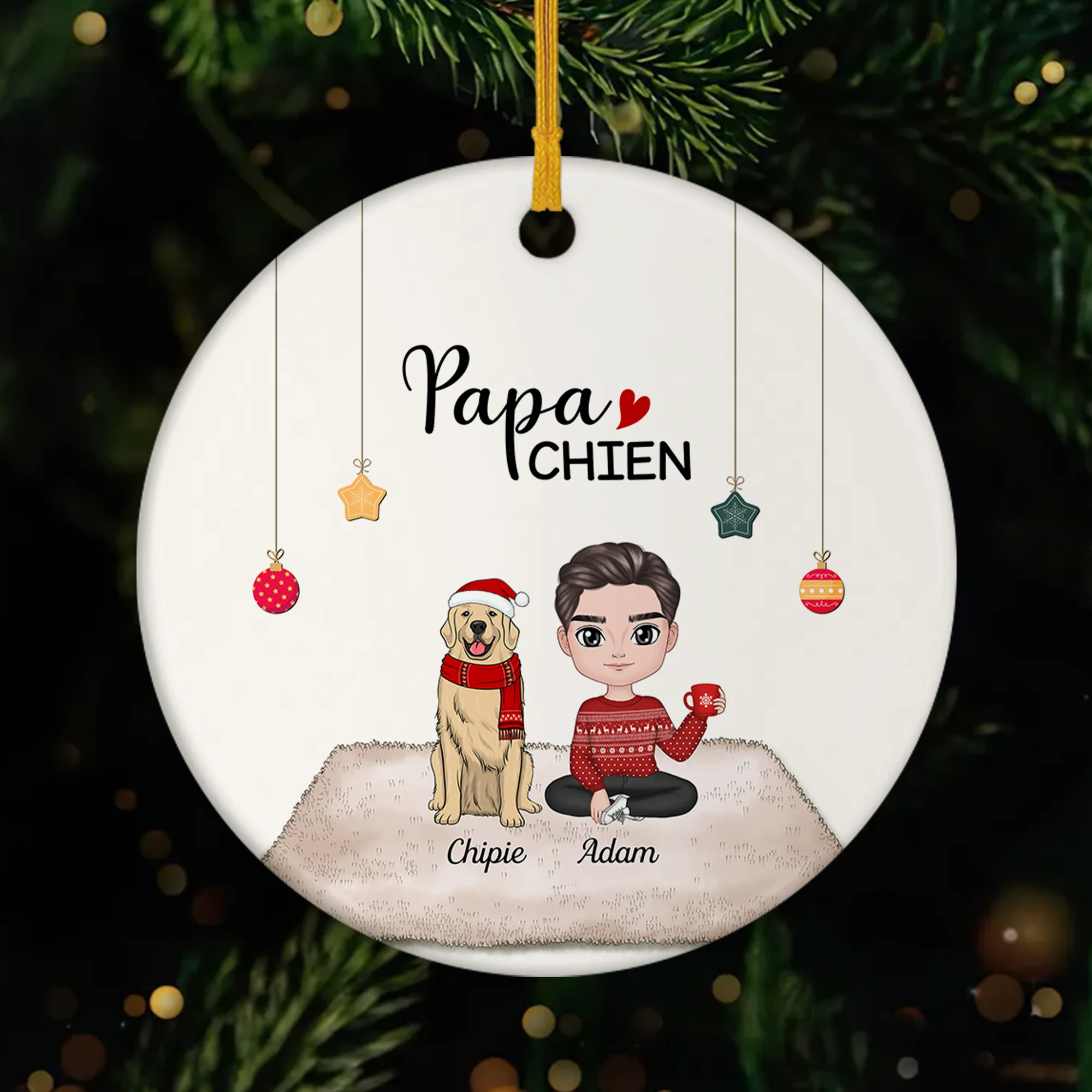 Ornement Papa Chien Personnalisé - Cadeau Pour Les Amoureux Des Chiens