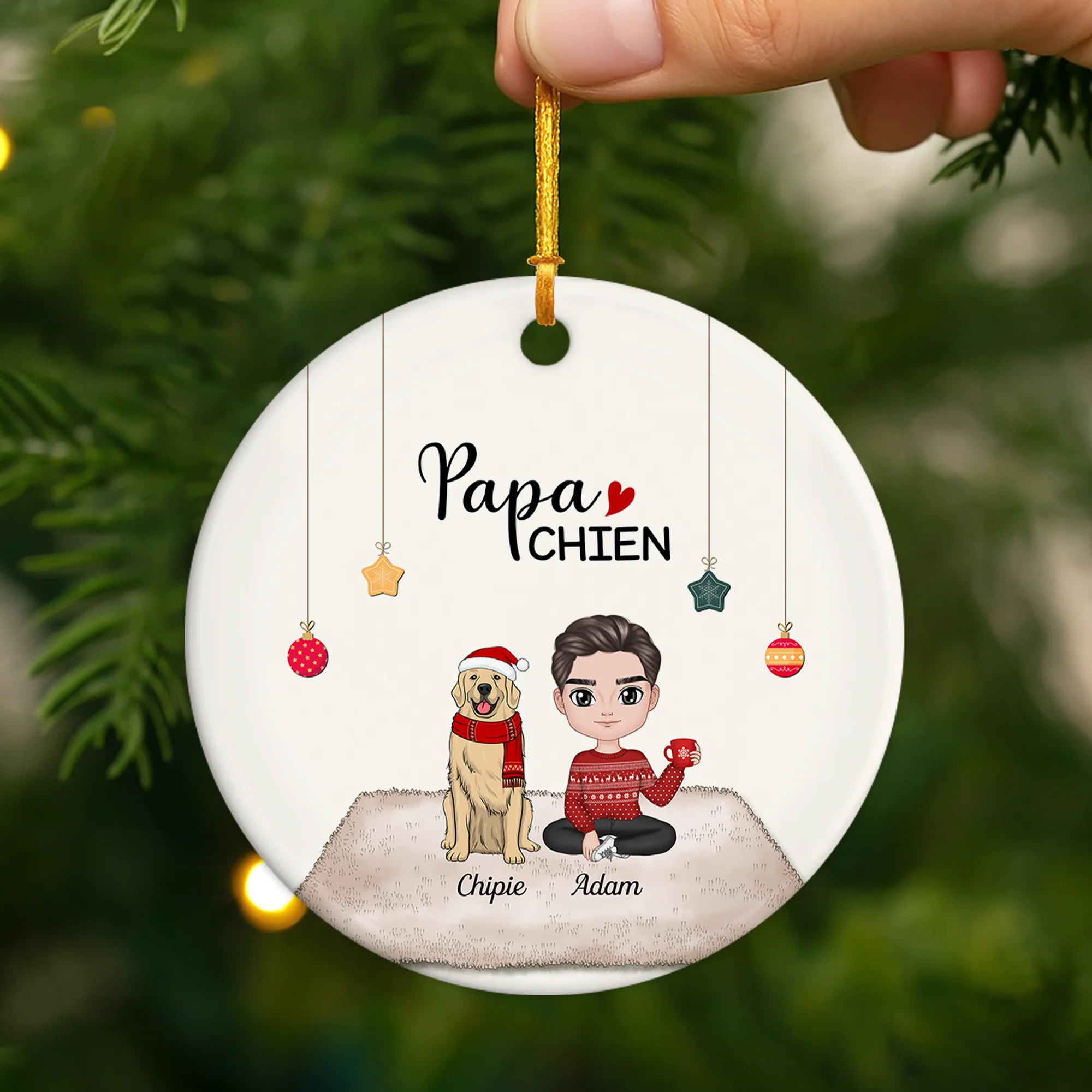 Ornement Papa Chien Personnalisé - Cadeau Pour Les Amoureux Des Chiens - Image 2