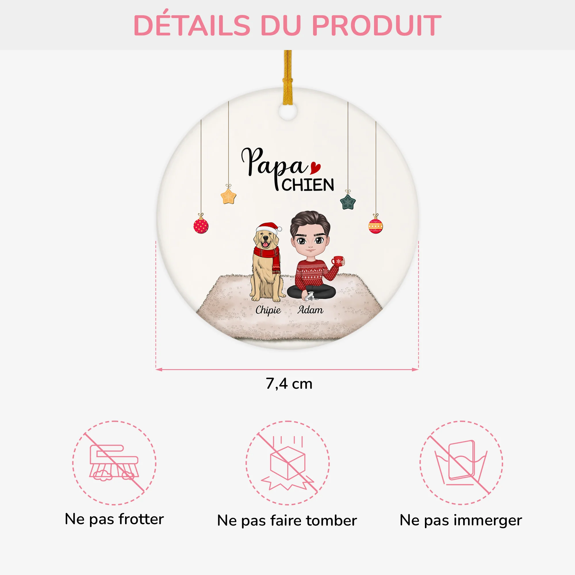Ornement Papa Chien Personnalisé - Cadeau Pour Les Amoureux Des Chiens - Image 3
