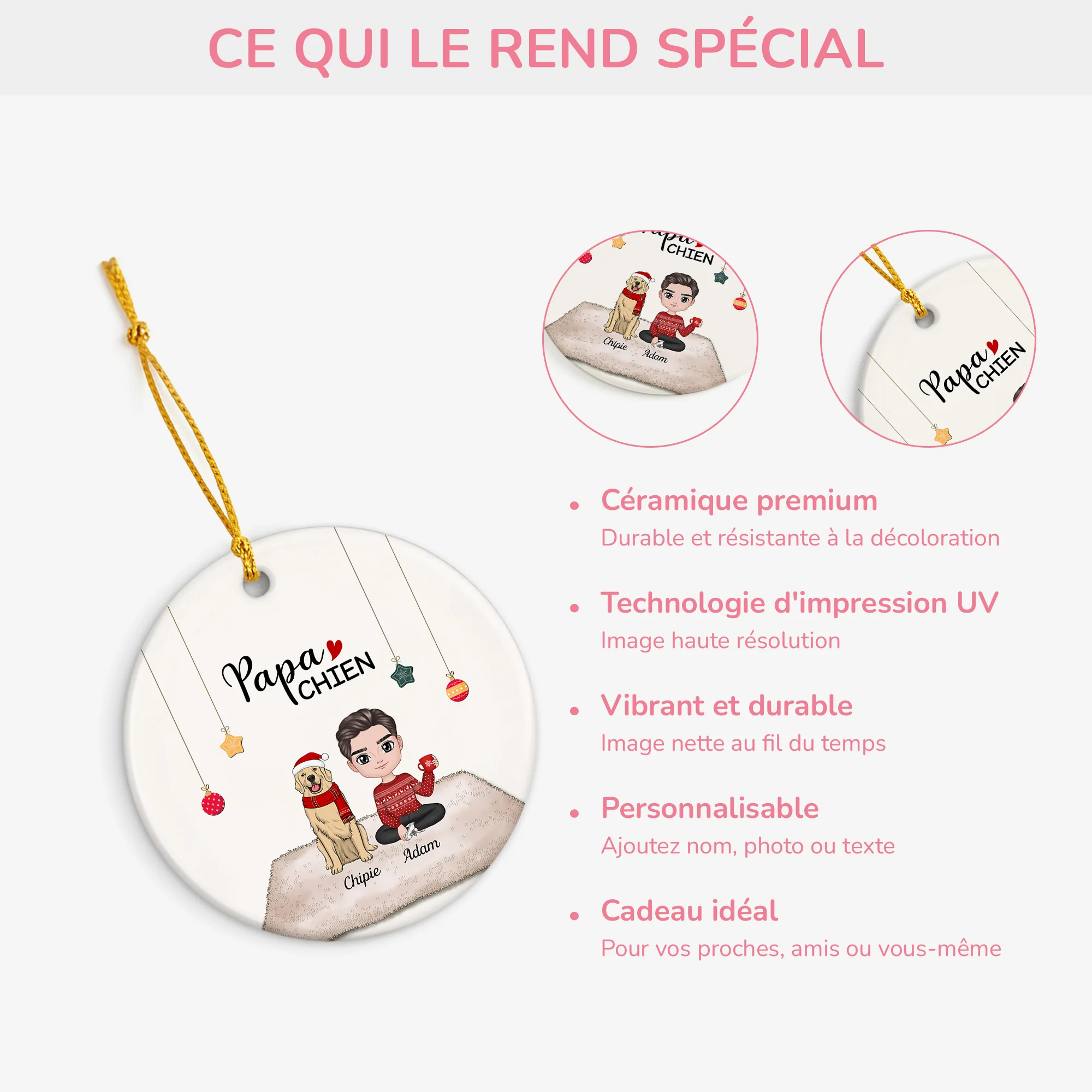 Ornement Papa Chien Personnalisé - Cadeau Pour Les Amoureux Des Chiens - Image 4