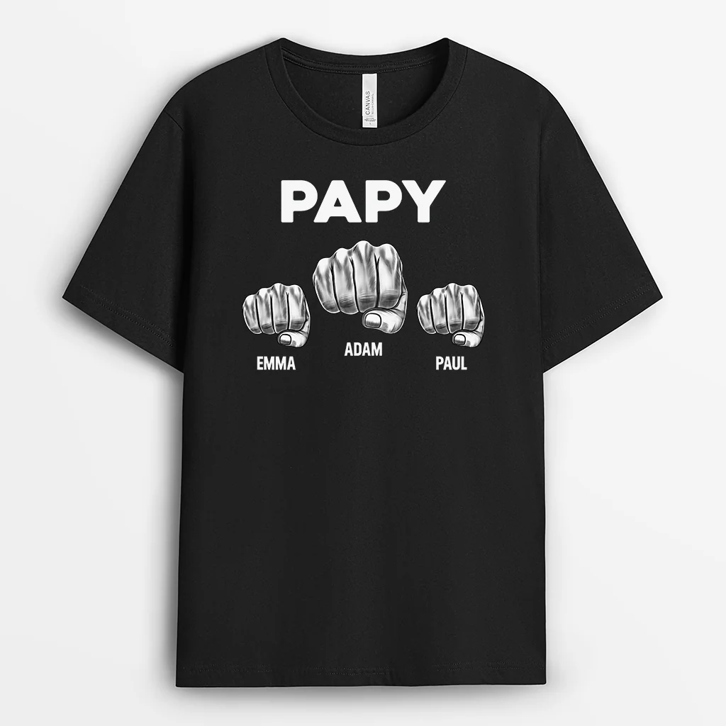 Tee Shirt Personnalisé Papy - Papy Coups De Poing Sombre