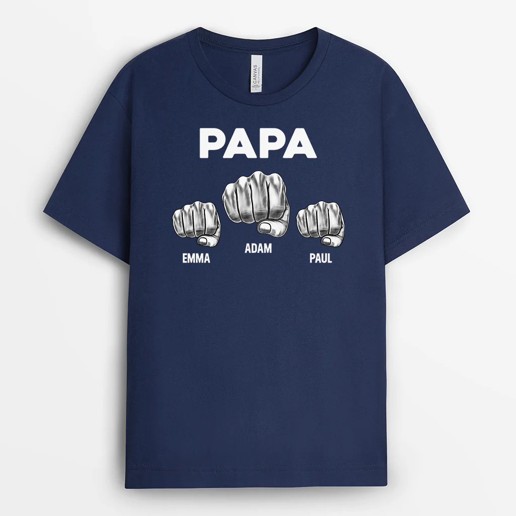 Tee Shirt Personnalisé Papy - Papy Coups De Poing Sombre - Image 2