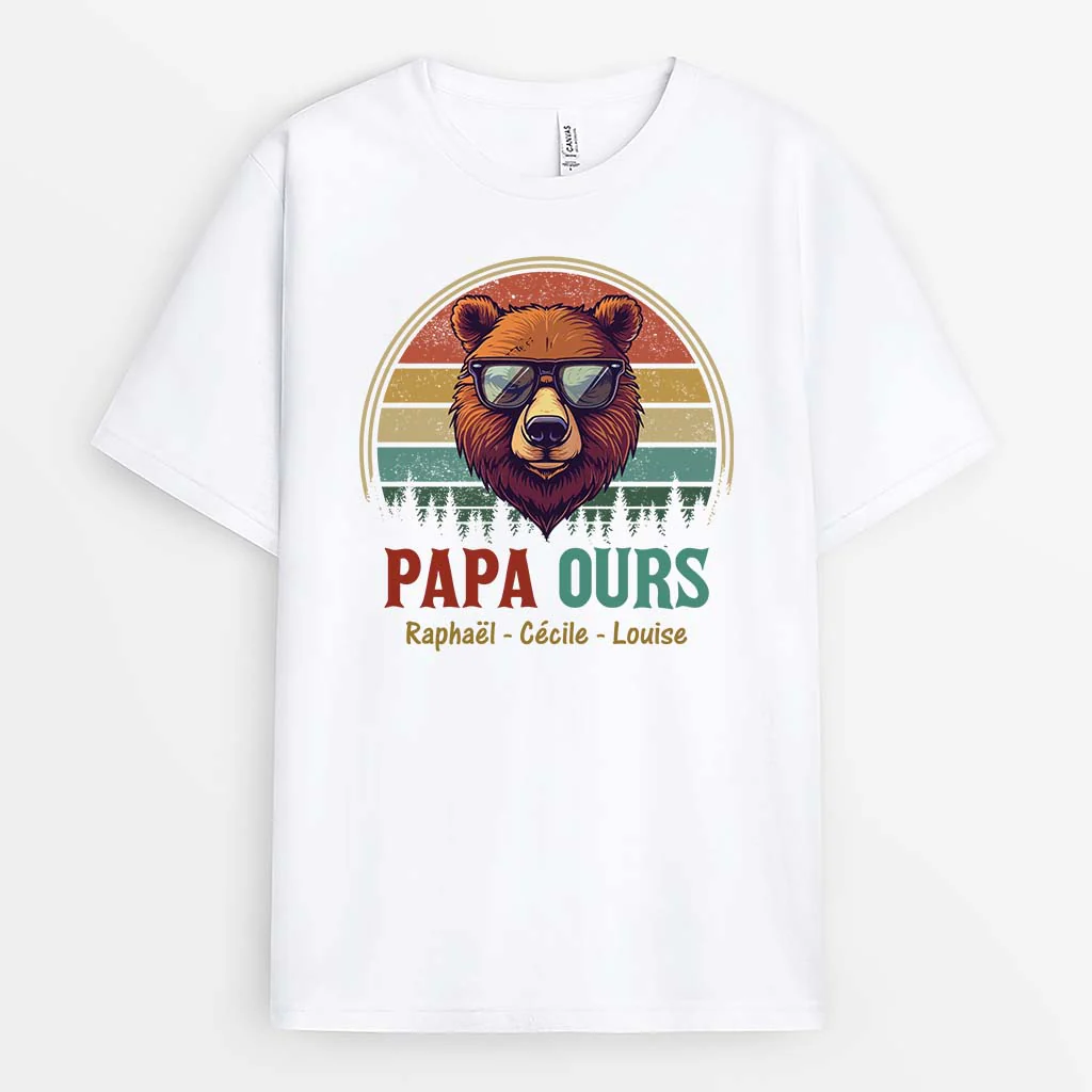 T Shirt Personnalisé Grand-Père - Papy Ours Coloré