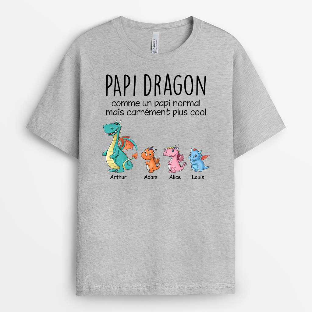 T shirt Personnalisé Papi - Papy Dragon Simple