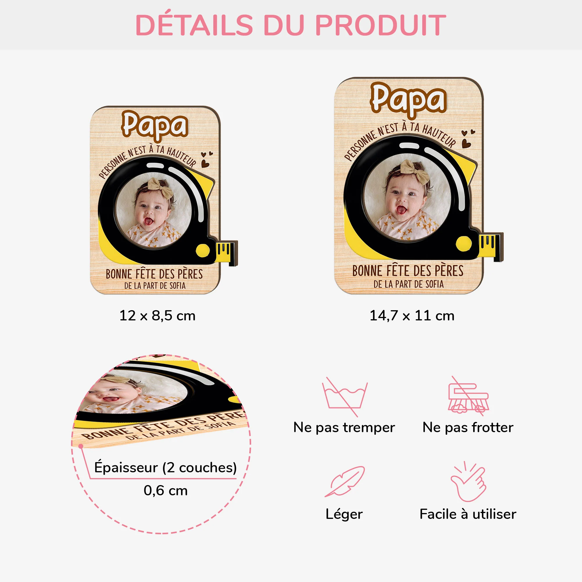 Clip Pare Soleil Personnalisé | Papa Papy Personne N'est À Ta Hauteur Photo - Image 4