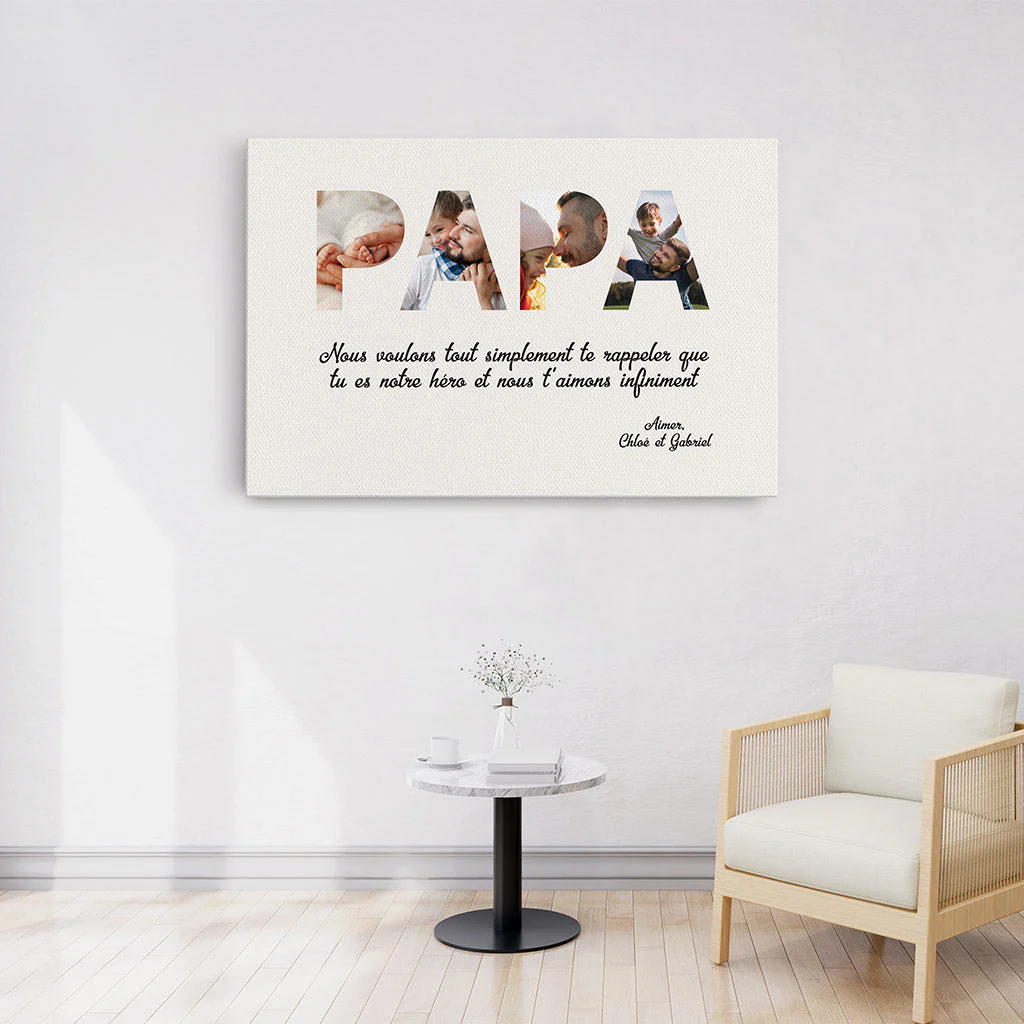 Toile Personnalisée - Papa Tu Es Notre Héros - Image 3
