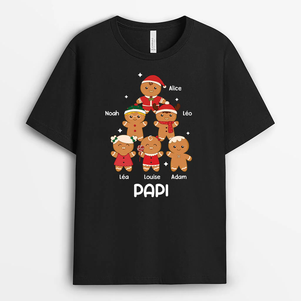 Tee Shirt Personnalisé Papy - Papy Avec Biscuit Bonhomme