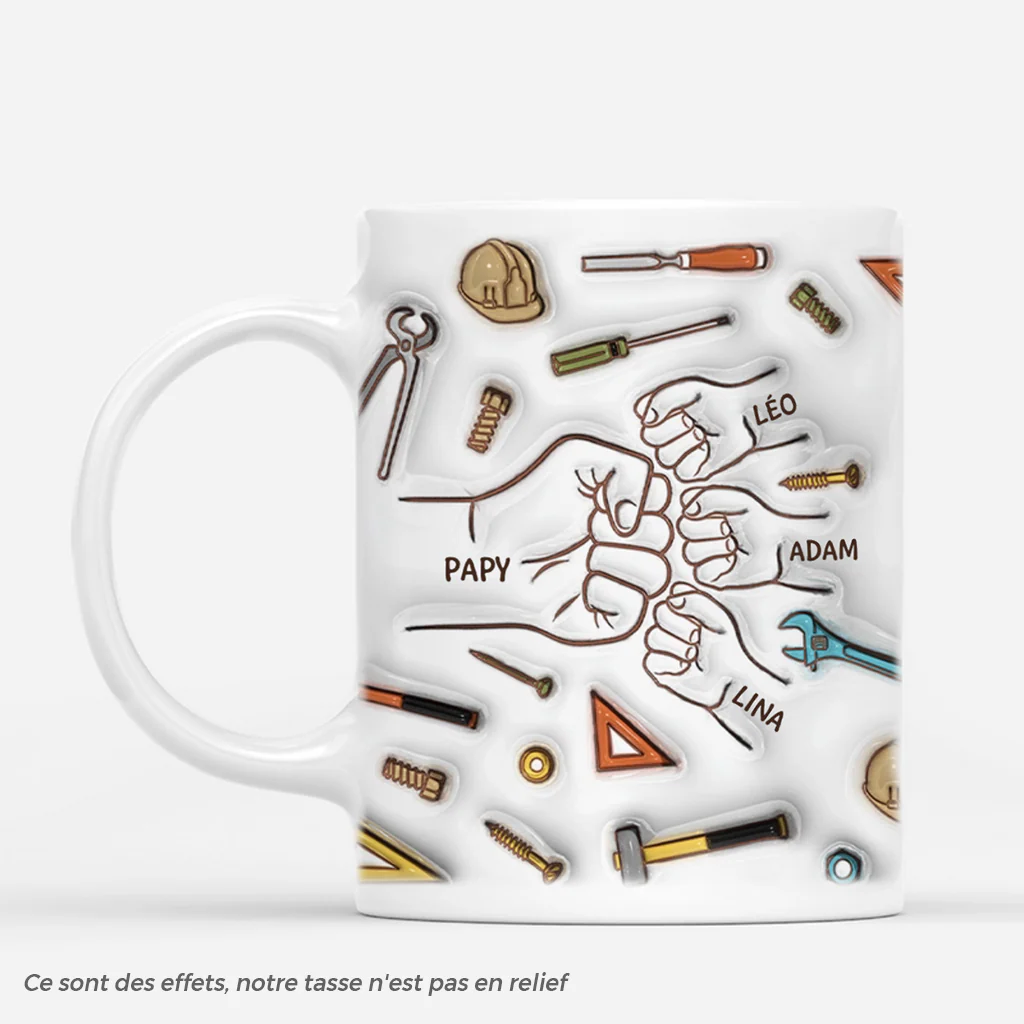 Mug personnalisé papy – Bricolage et bosses de poing 3D