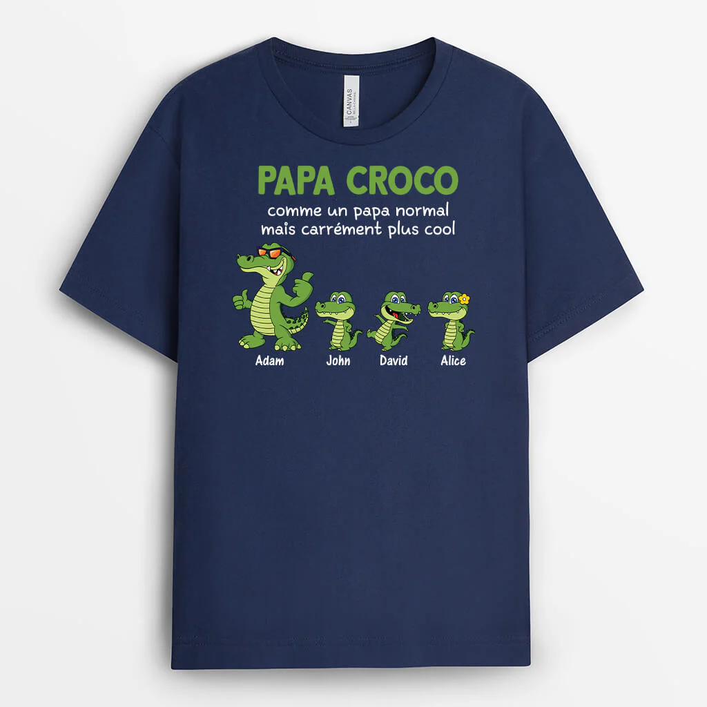 T-shirt Personnalisé Pour Papy - Papy Crocodile Comme Normal Mais Plus Cool - Image 2