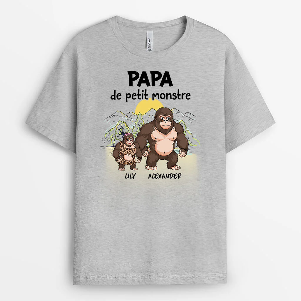 T-shirt Personnalisé Pour Papy - Papy Des Petits Monstres Singes - Image 2