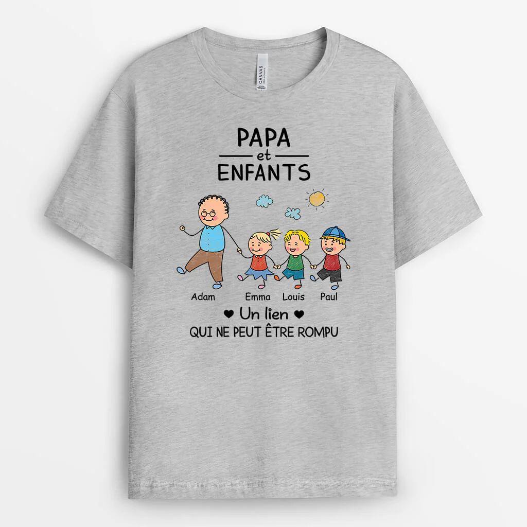 Tee Shirt Personnalisé Pour Papy - Papy Et Petits-Enfants, Un Lien Incassable - Image 2
