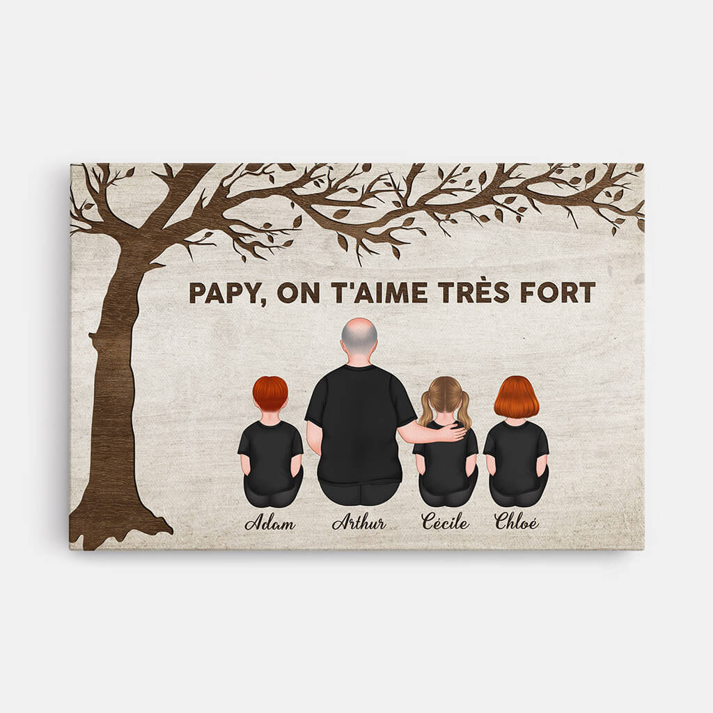 Cadeau Personnalisé Grand Pere | Toile Papy On T'aime Beaucoup