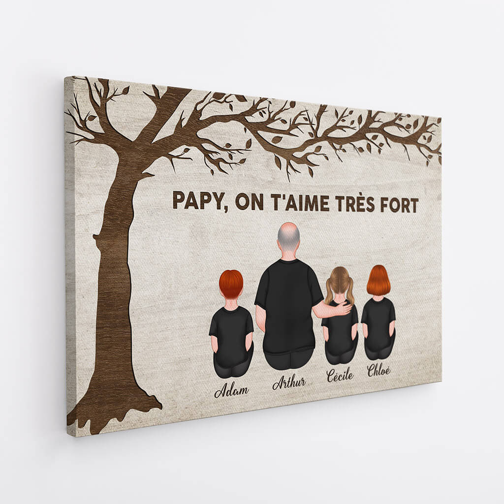 Cadeau Personnalisé Grand Pere | Toile Papy On T'aime Beaucoup - Image 2