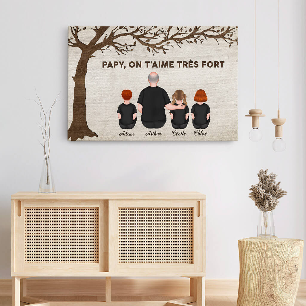 Cadeau Personnalisé Grand Pere | Toile Papy On T'aime Beaucoup - Image 3