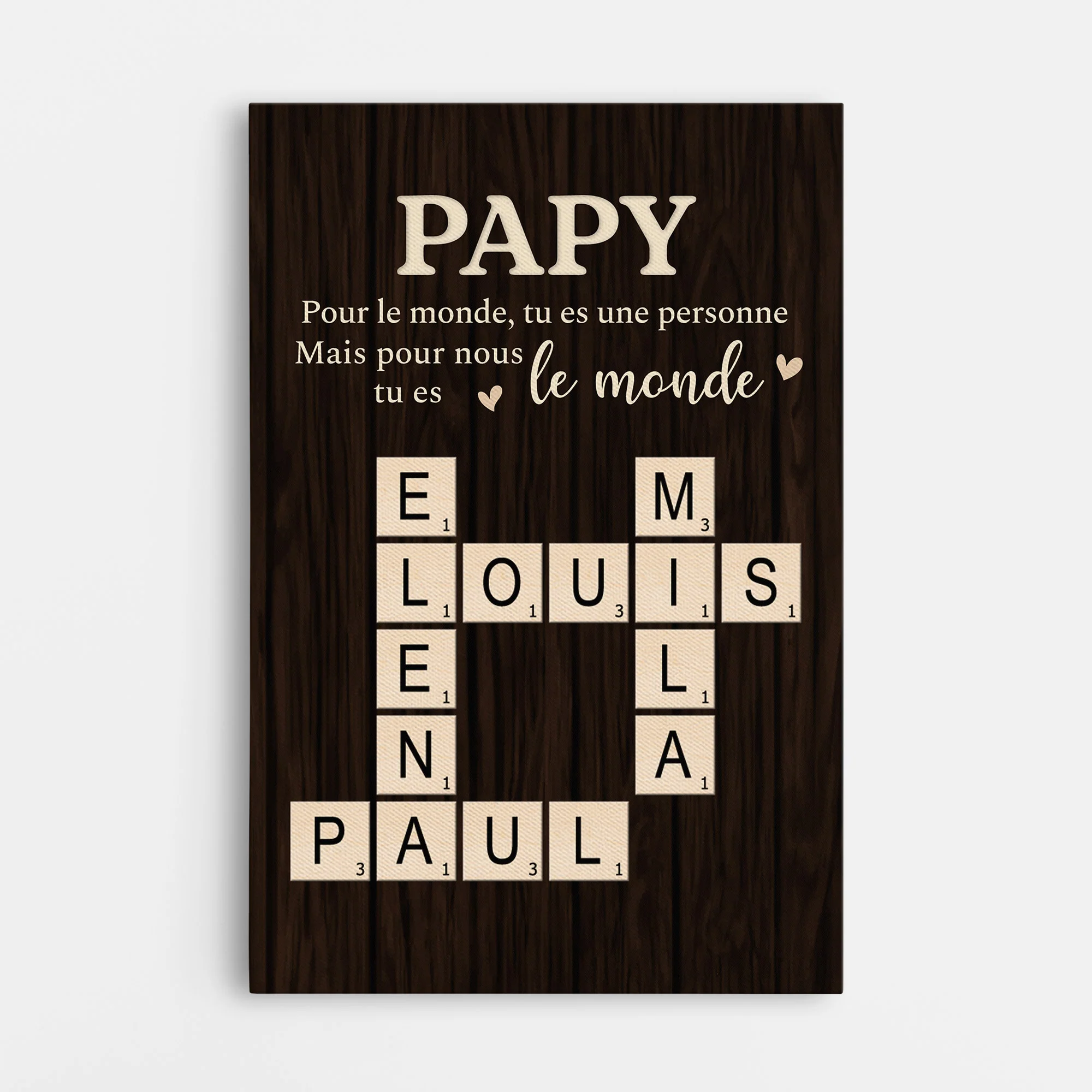 Cadeau Papy Personnalisé | Papy Tu Es Le Monde Toile