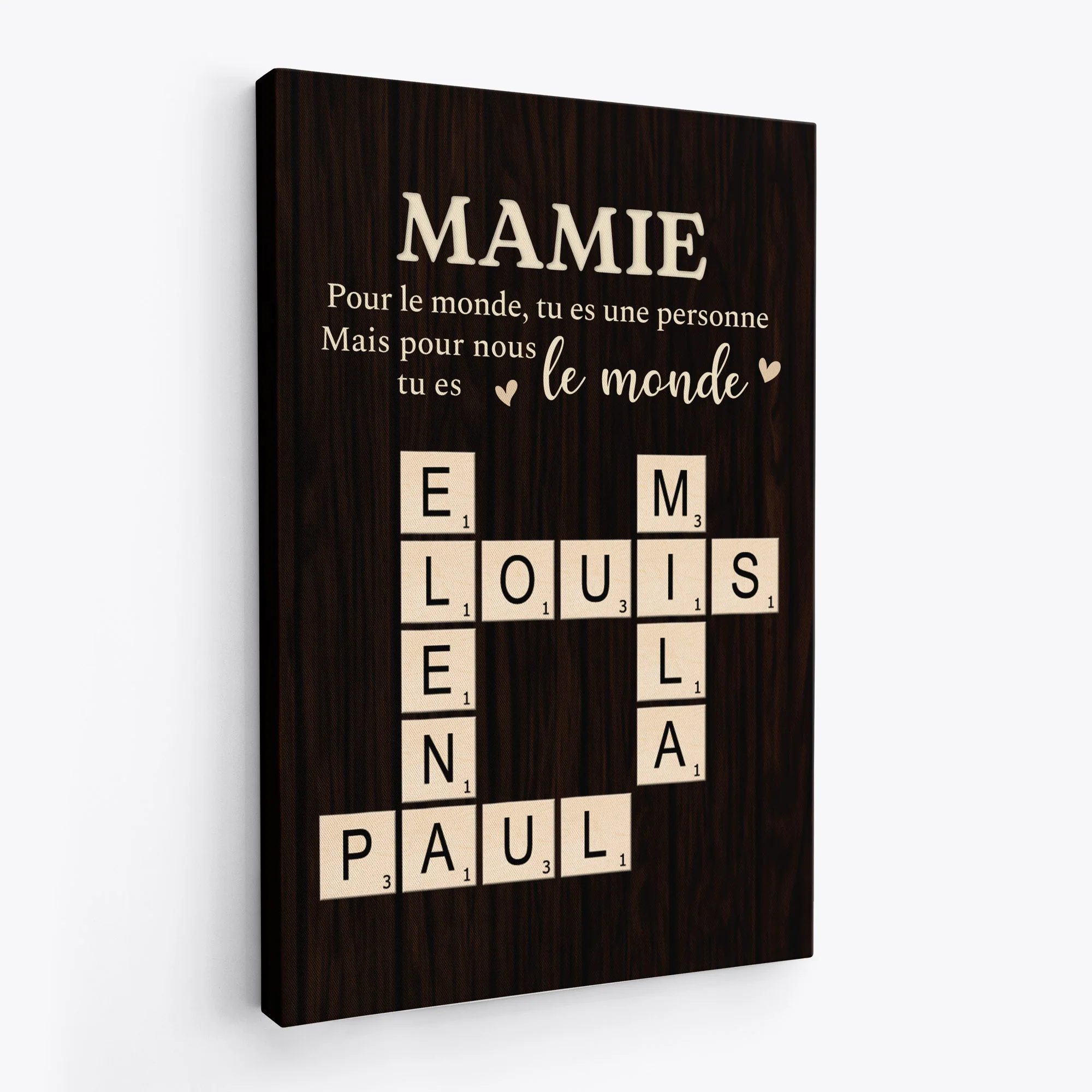 Cadeau Papy Personnalisé | Papy Tu Es Le Monde Toile - Image 2