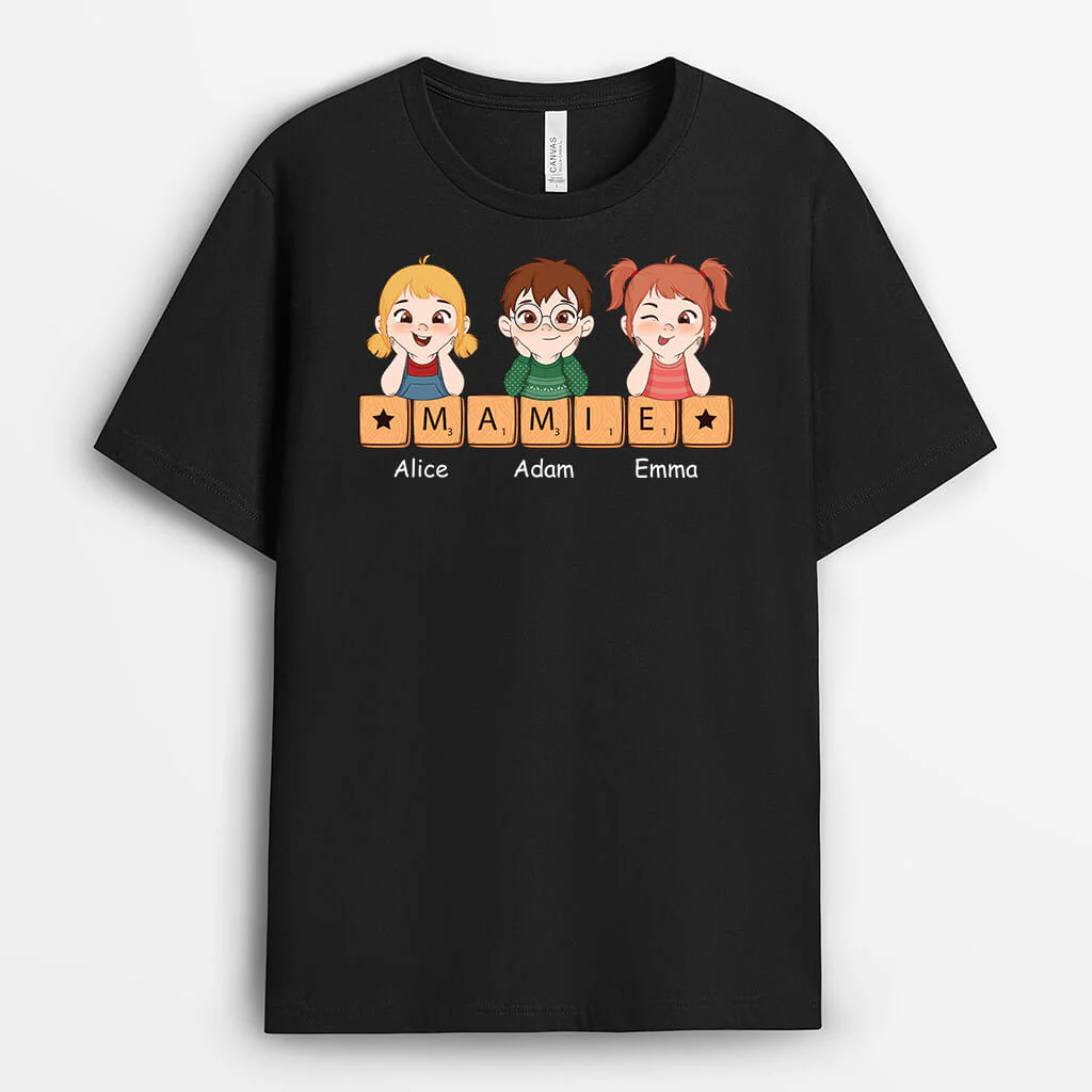 Tee Shirt Personnalisé Papy - Papy Version Les Petits-Enfants Avec Puzzle De Mots - Image 2