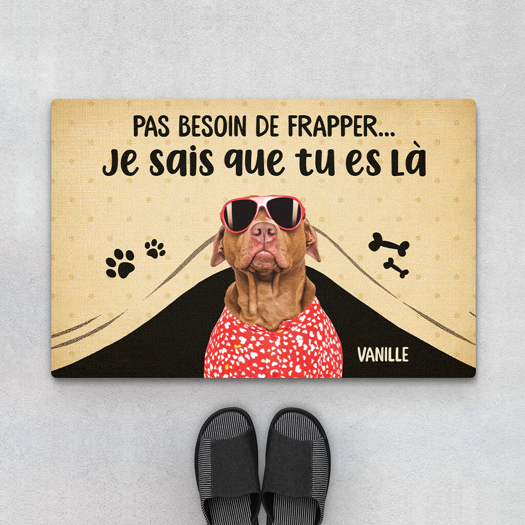 Paillasson Personnalisé Photo Chien – Pas Besoin de Frapper | Version Portrait De Chien