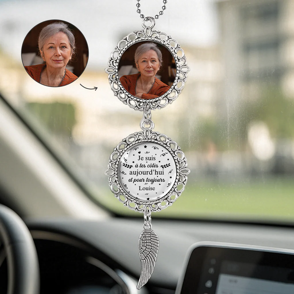 Pendentif Voiture Personnalisé Photo Commémorative - Papa Maman À Tes Côtés