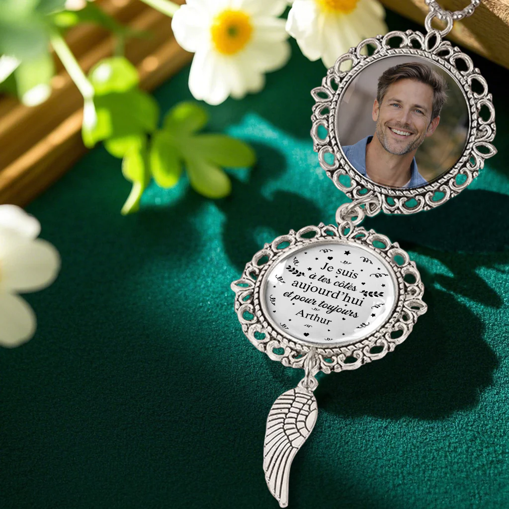 Pendentif Voiture Personnalisé Photo Commémorative - Papa Maman À Tes Côtés - Image 2