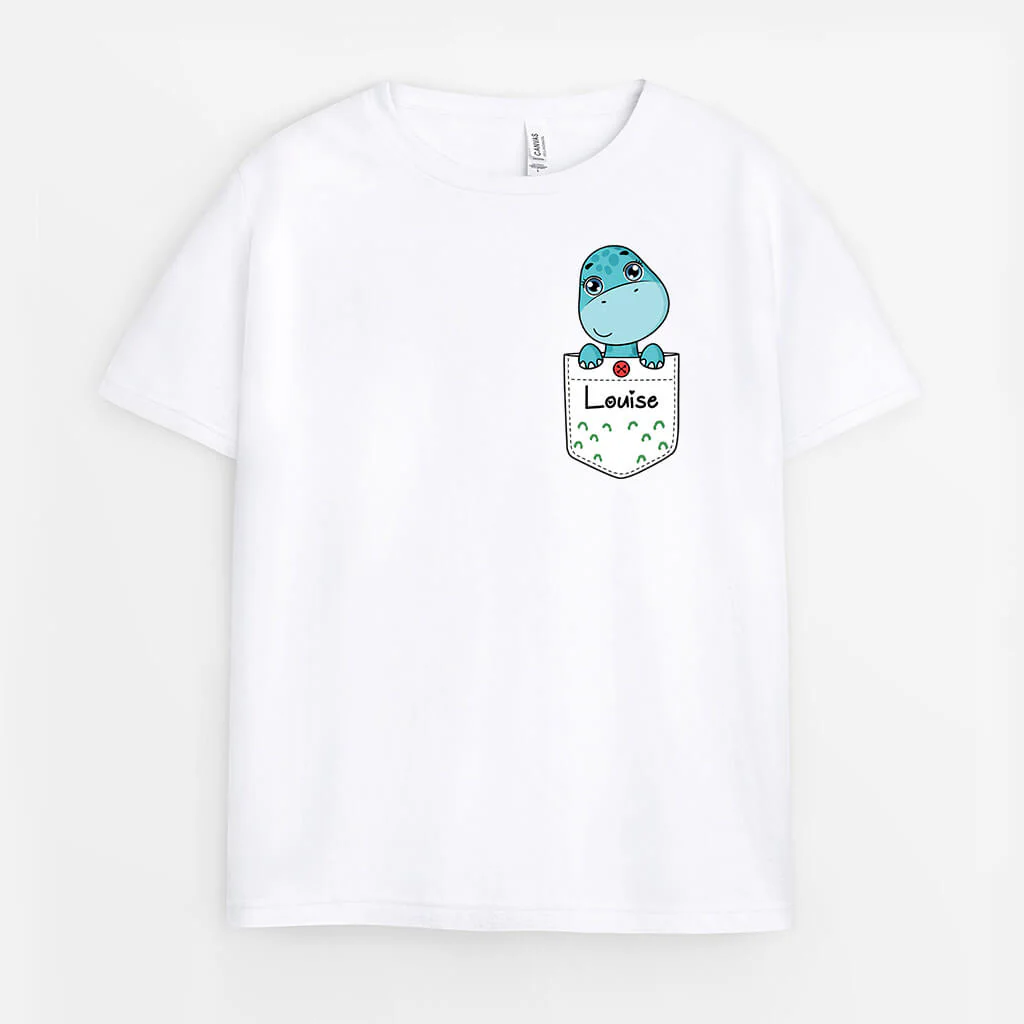T-Shirt Personnalisé Enfant – Petit Dinosaure Dans La Poche