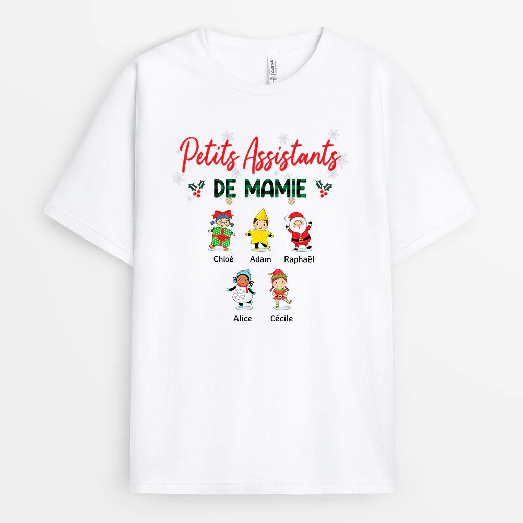 Tee Shirt Personnalisé Grand-Mère Noël - Petits Assistants de Mamie