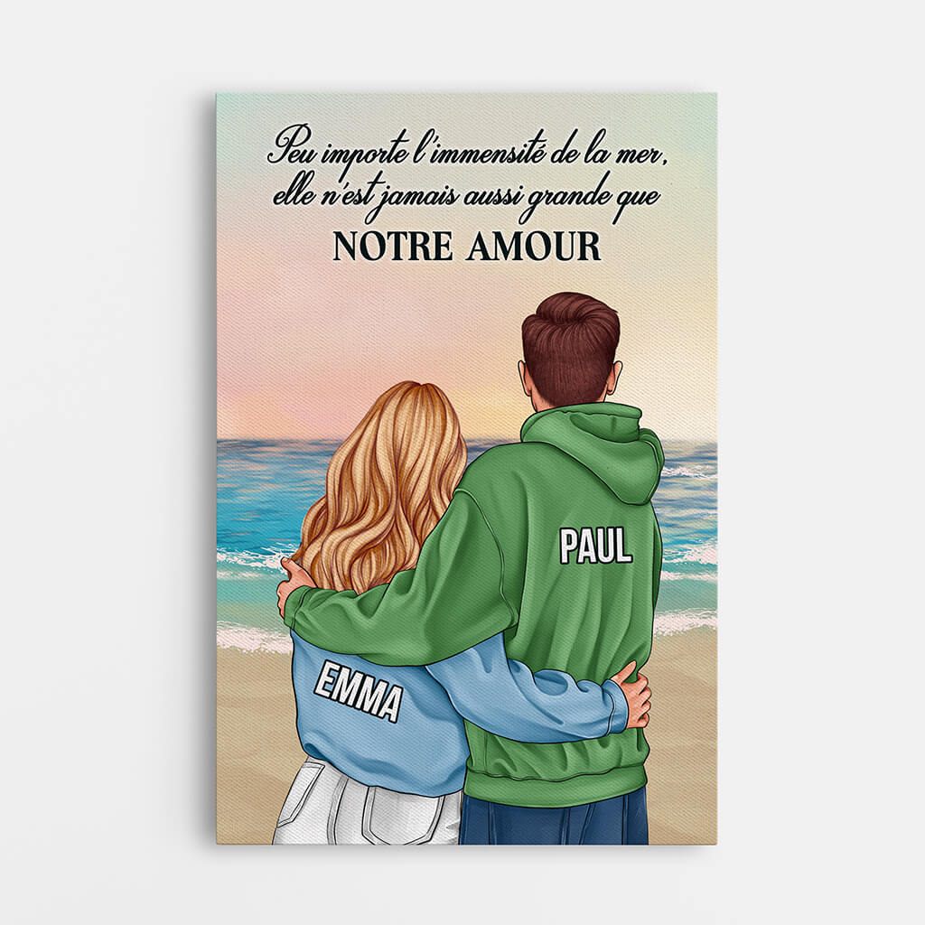 Toile Personnalisée Couple - Peu Importe L’Immensité De La Mer