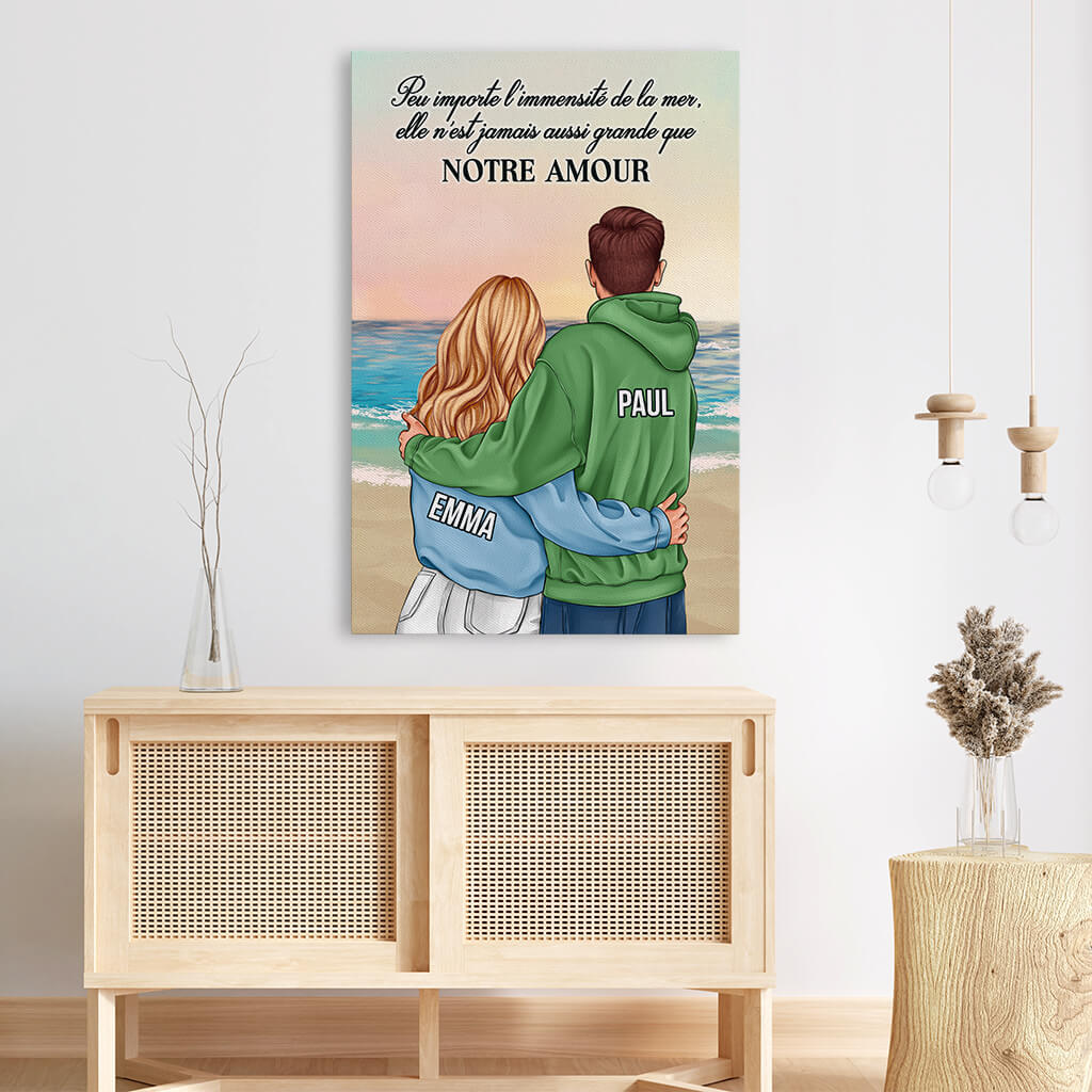 Toile Personnalisée Couple - Peu Importe L’Immensité De La Mer - Image 3