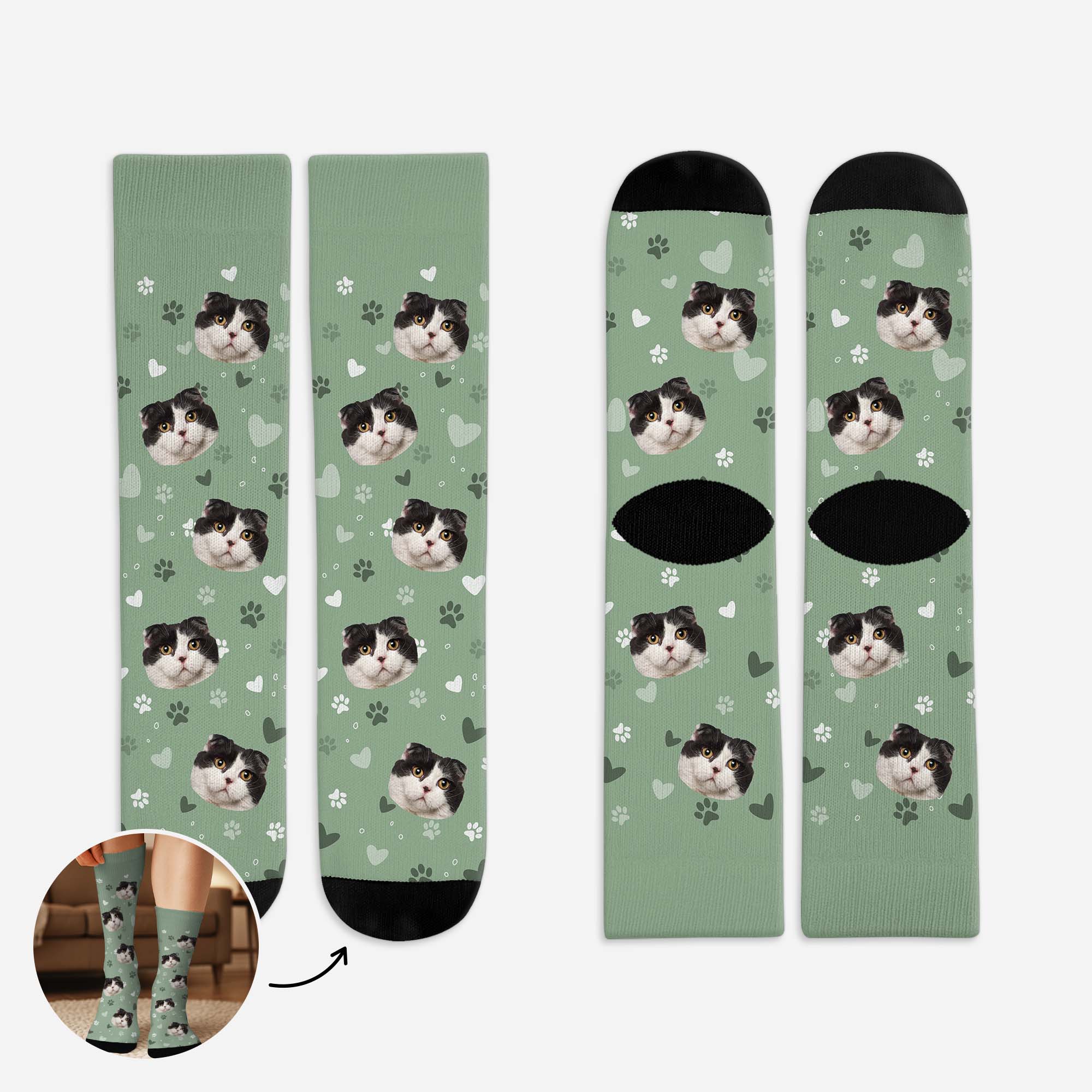 Chaussettes Personnalisées Photo - Photo De Mon Chat