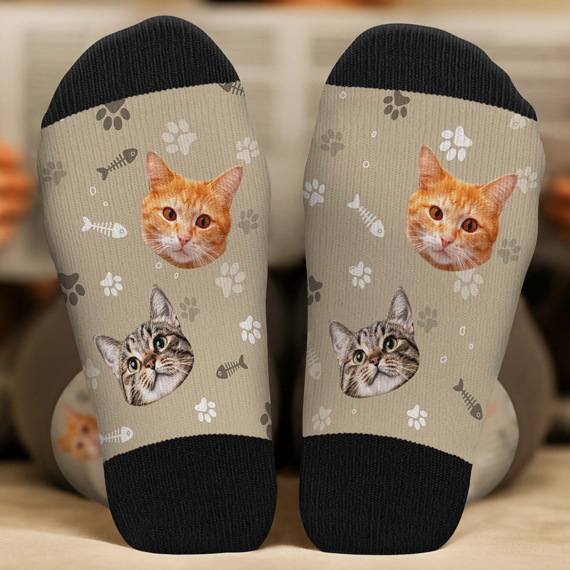 Chaussettes Personnalisées Photo - Photo De Mon Chat - Image 2