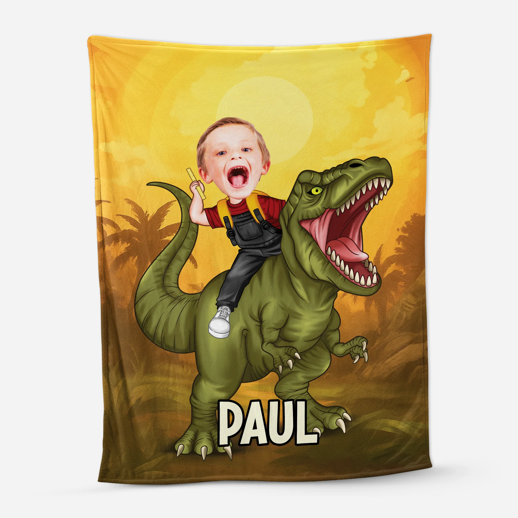 Plaid Personnalisé Photo Enfant avec Dinosaure