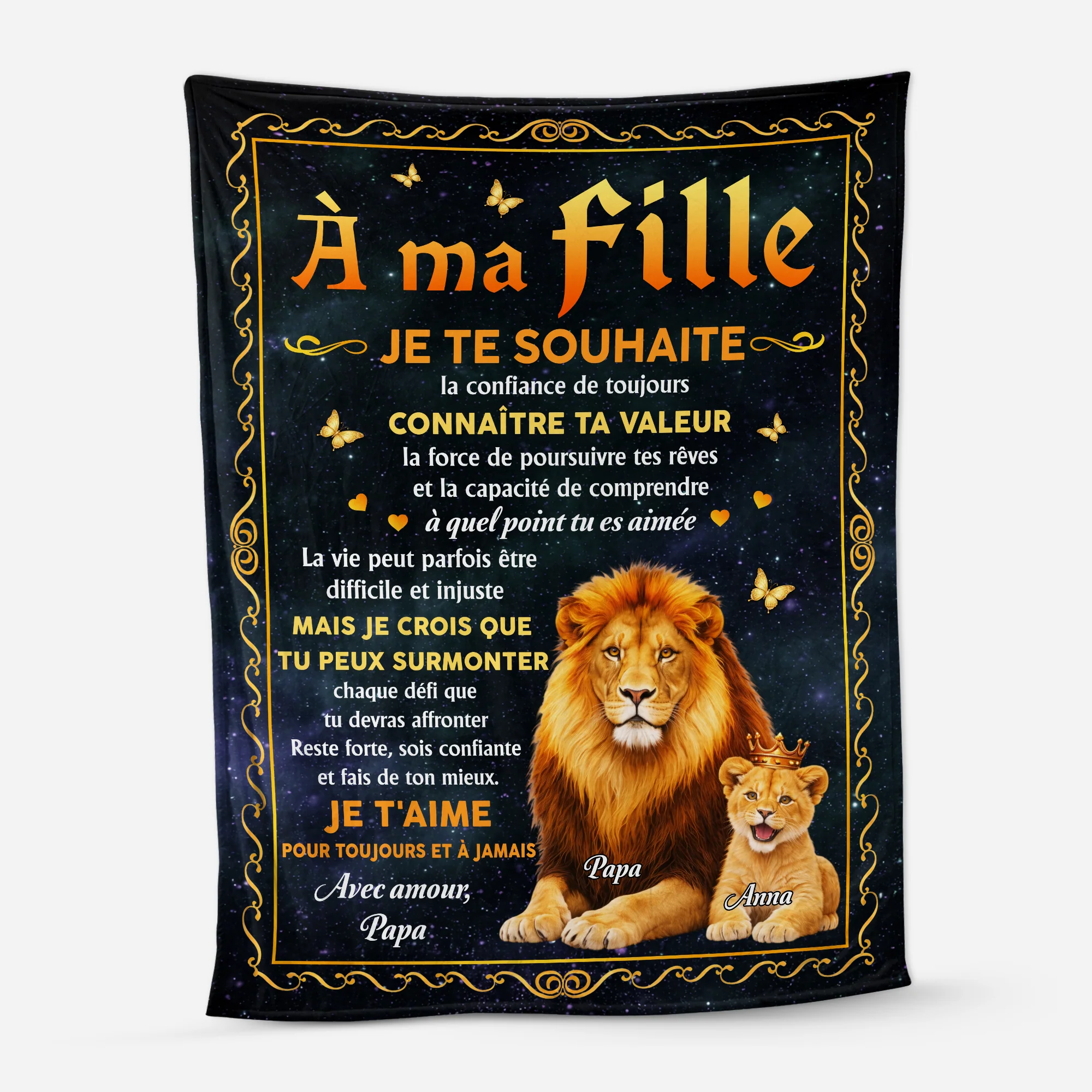 Plaid Personnalisable Enfant - Je T'aime Ma Fille Mon Fils
