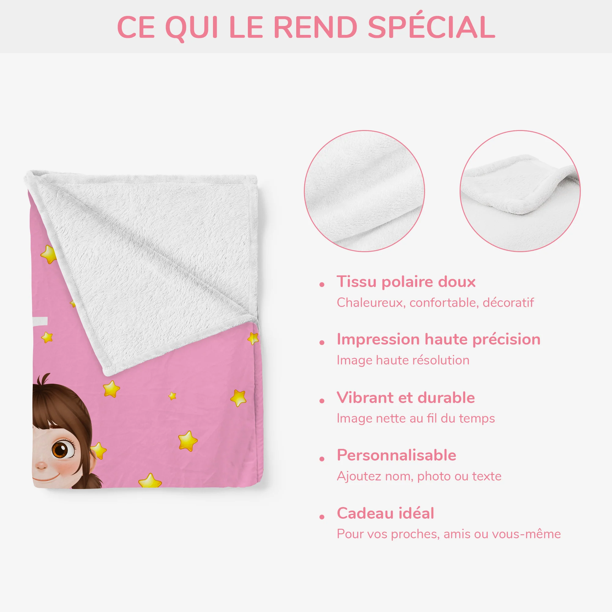 Plaid Enfant Personnalisé - Animal Enfant sur le Ciel - Image 4