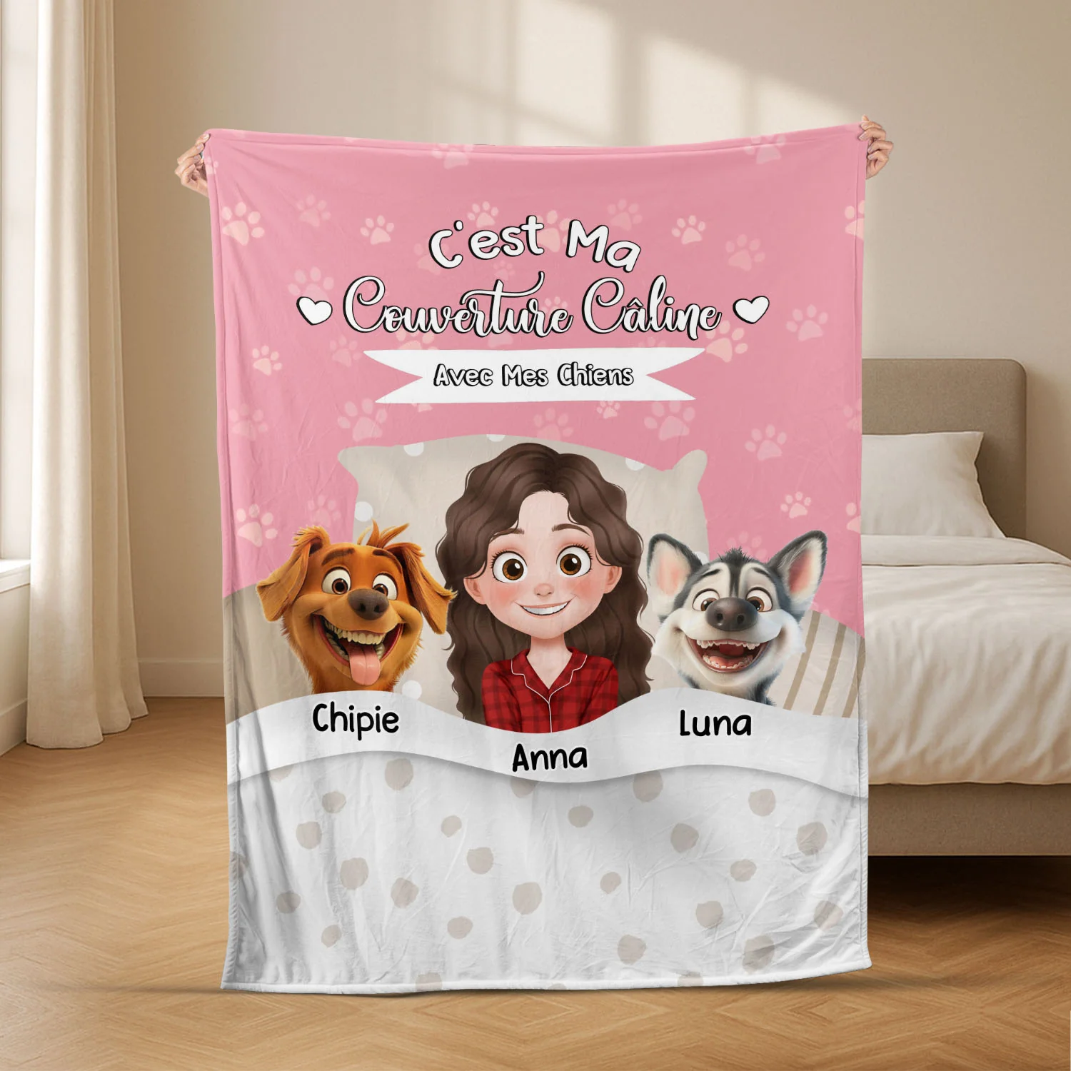 Plaid Personnalisé Chien Pour Dormir - C'est Ma Couverture Câline Avec Mes Chiens - Image 2