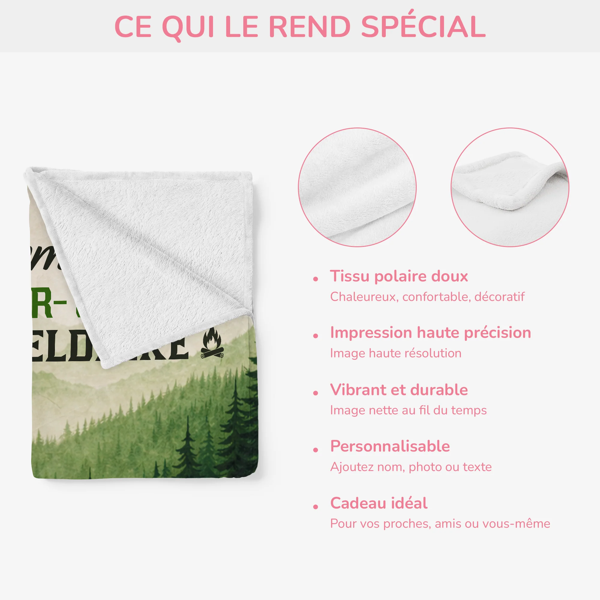 Plaid Personnalisé Femme Homme - Feu De Camp Et Café - Image 4