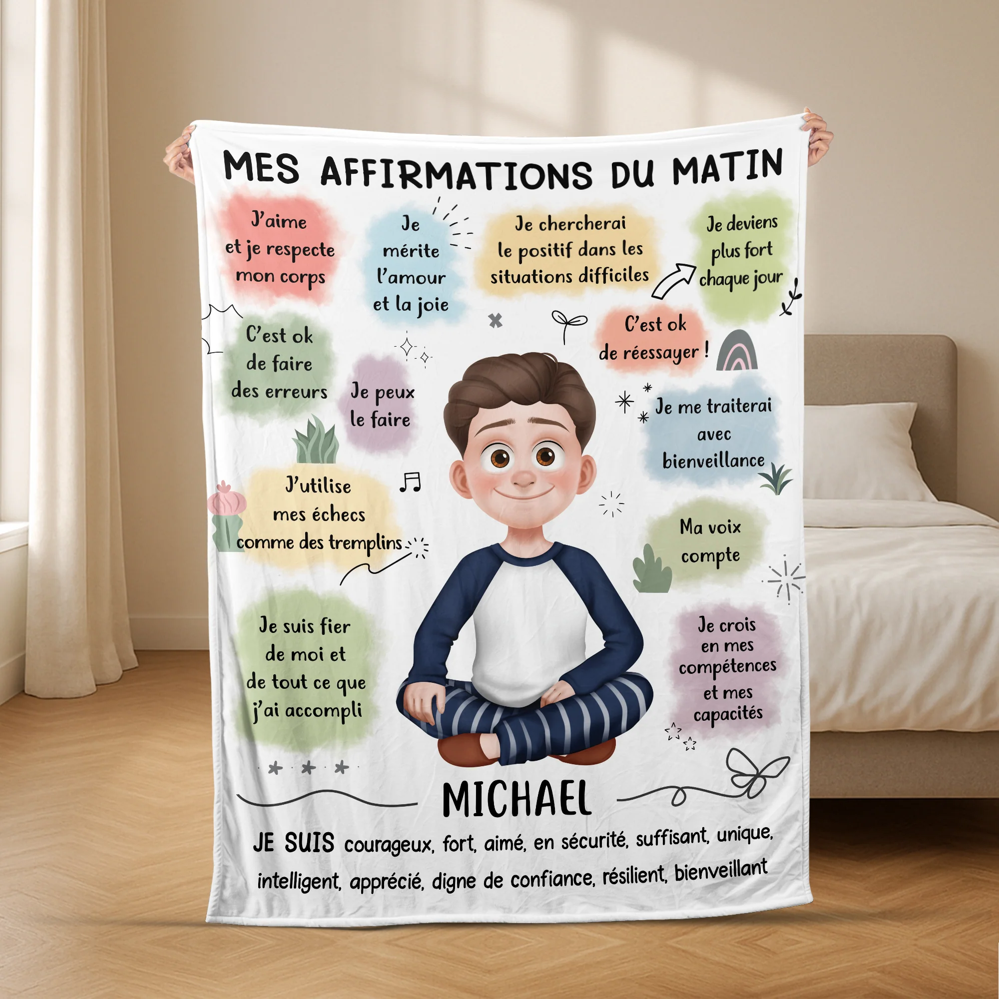 Plaid Personnalisé Femme - Mes Affirmations Du Matin - Image 2