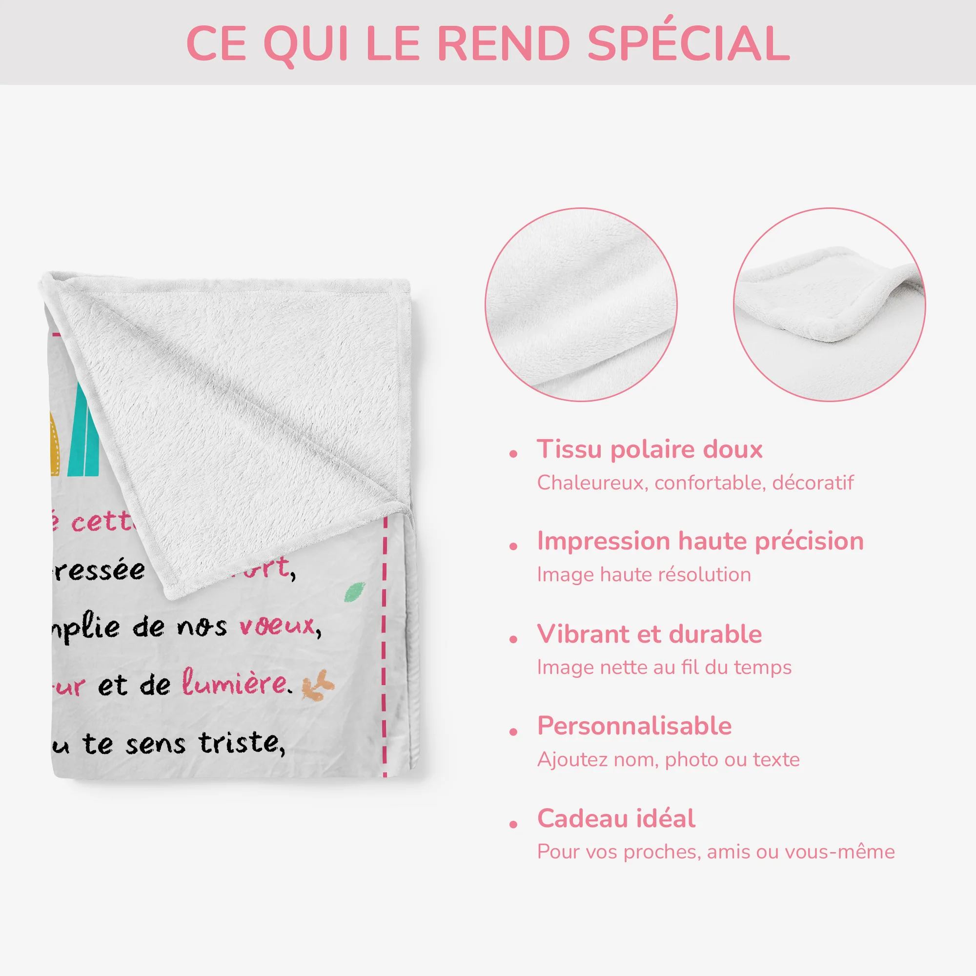 Plaid Personnalisé Mamie - Les Petits Cœurs de Mamie - Image 4