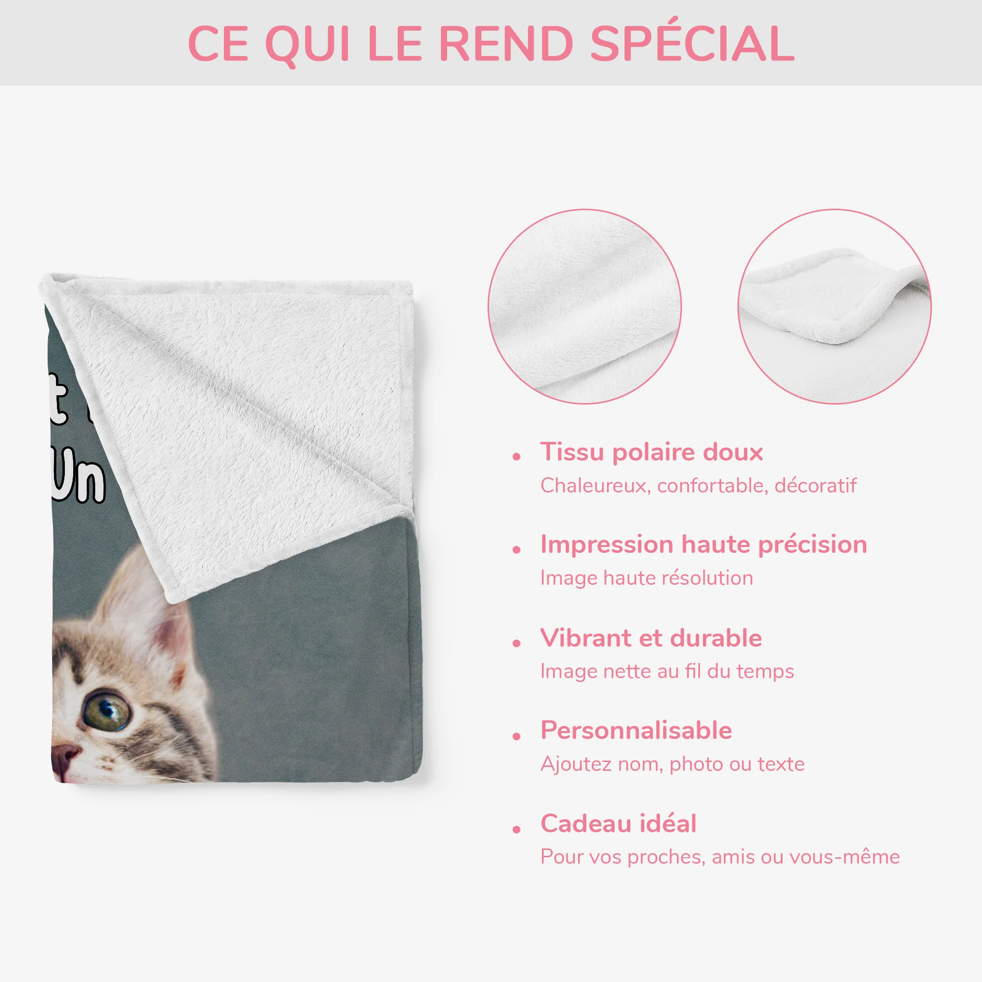 Plaid Personnalisé Photo Chat - La Meilleure Vie - Image 4
