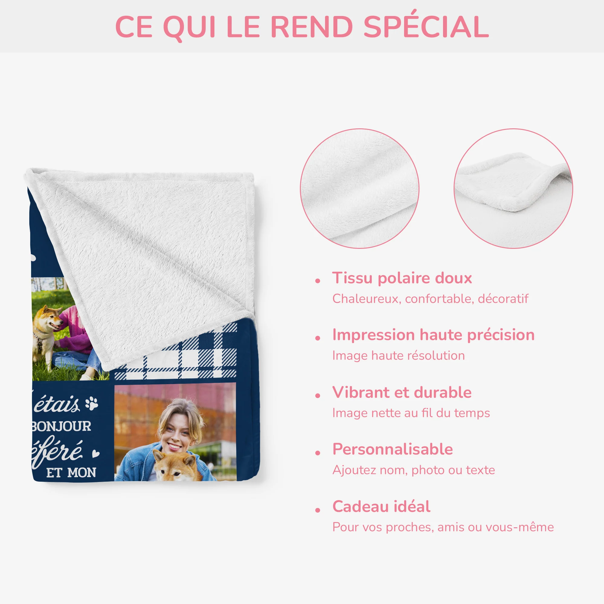 Plaid Photo Personnalisée - Cadeau Souvenir Chien - Image 4