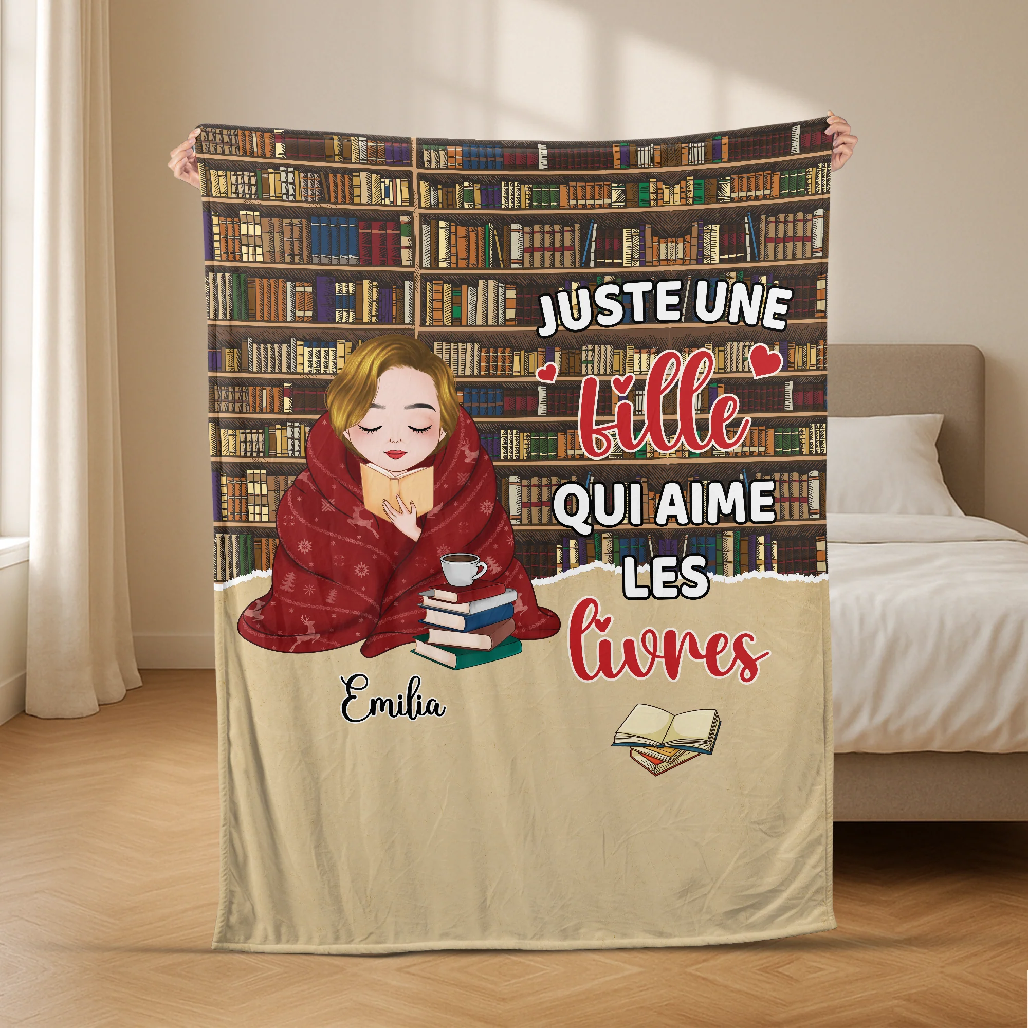 Plaid Personnalisé Femme - Juste Une Fille Qui Aime Les Livres - Image 2