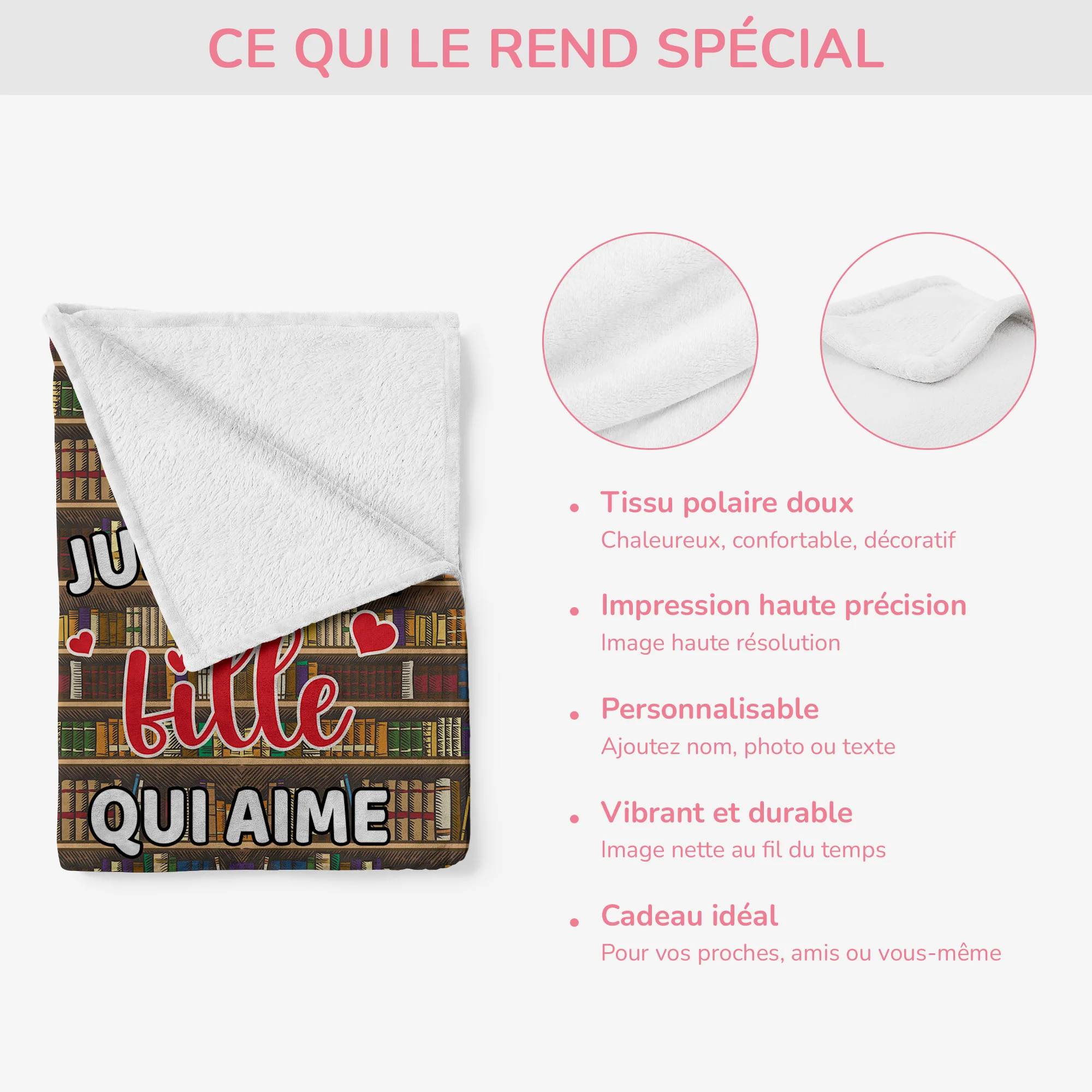 Plaid Personnalisé Femme - Juste Une Fille Qui Aime Les Livres - Image 4