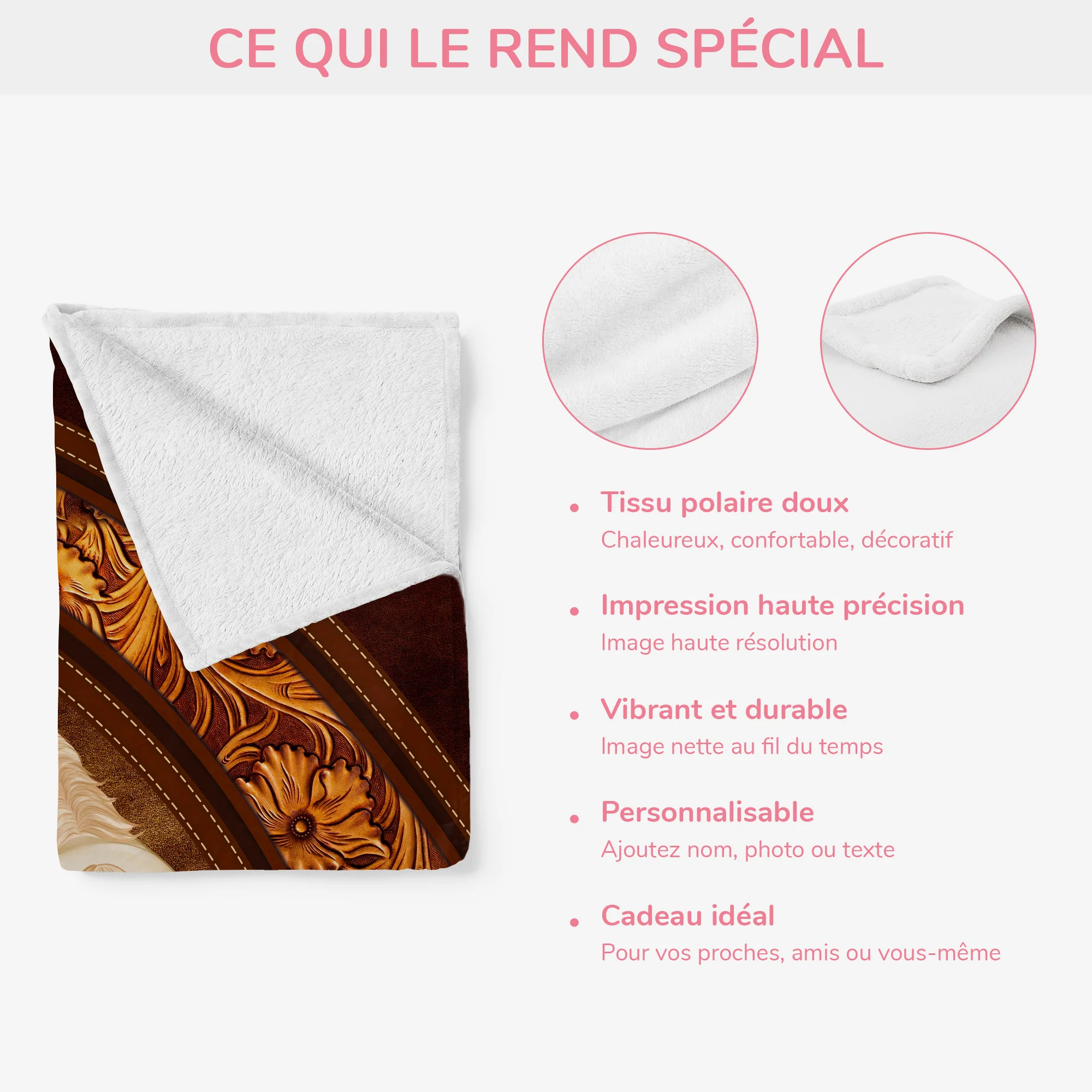 Plaid Personnalisable Femme - Toujours avec Mon Cheval - Image 4
