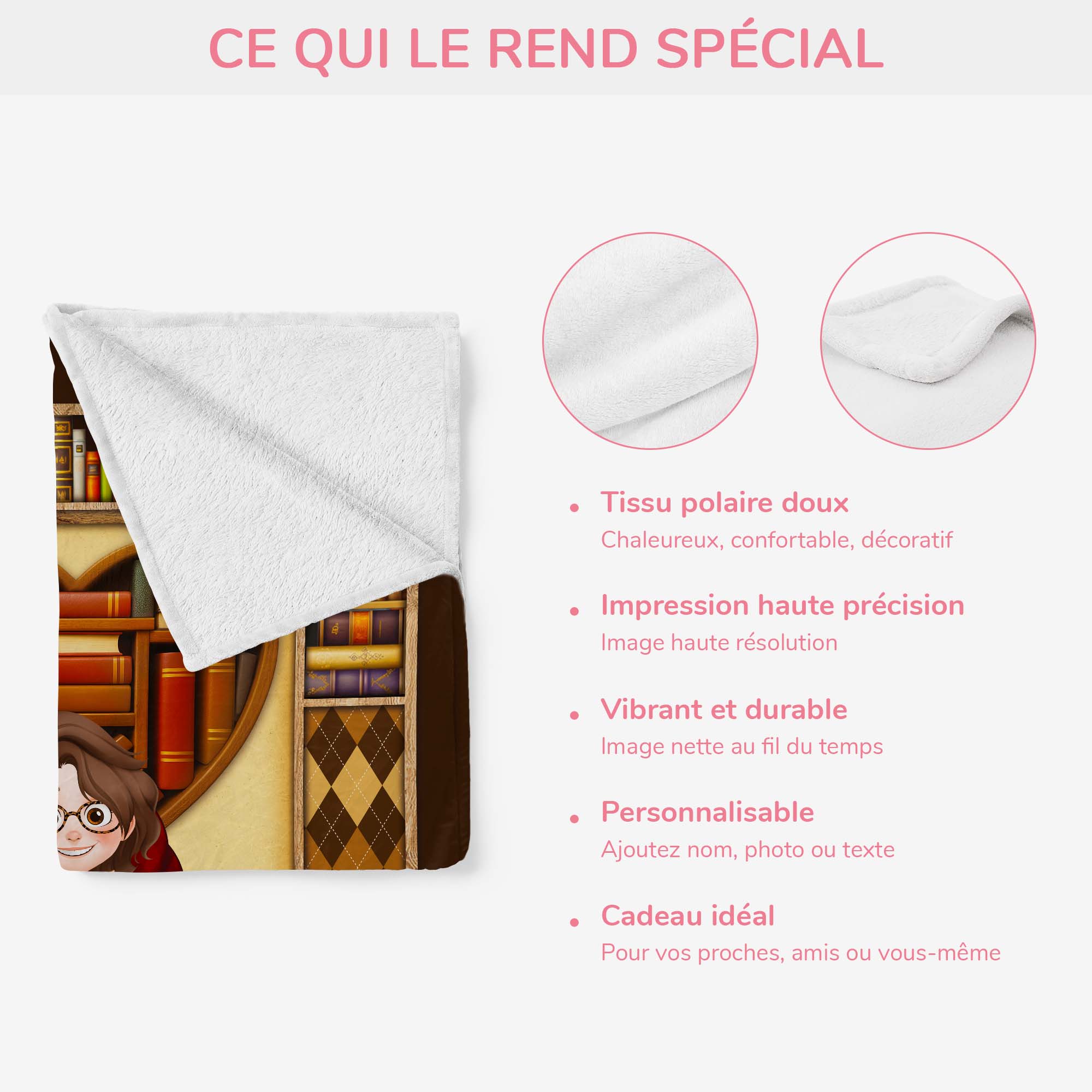 Plaid Personnalisé Pour Homme Et Femme - Juste Une Fille Qui Aime Les Livres - Image 4