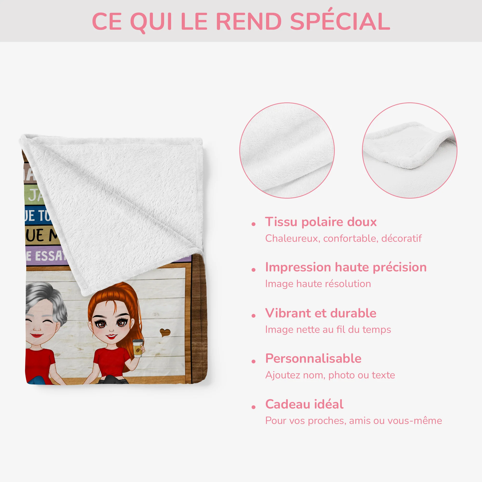 Plaid Personnalisé Pour Petite-Fille - Avec Amour de Mamie - Image 4