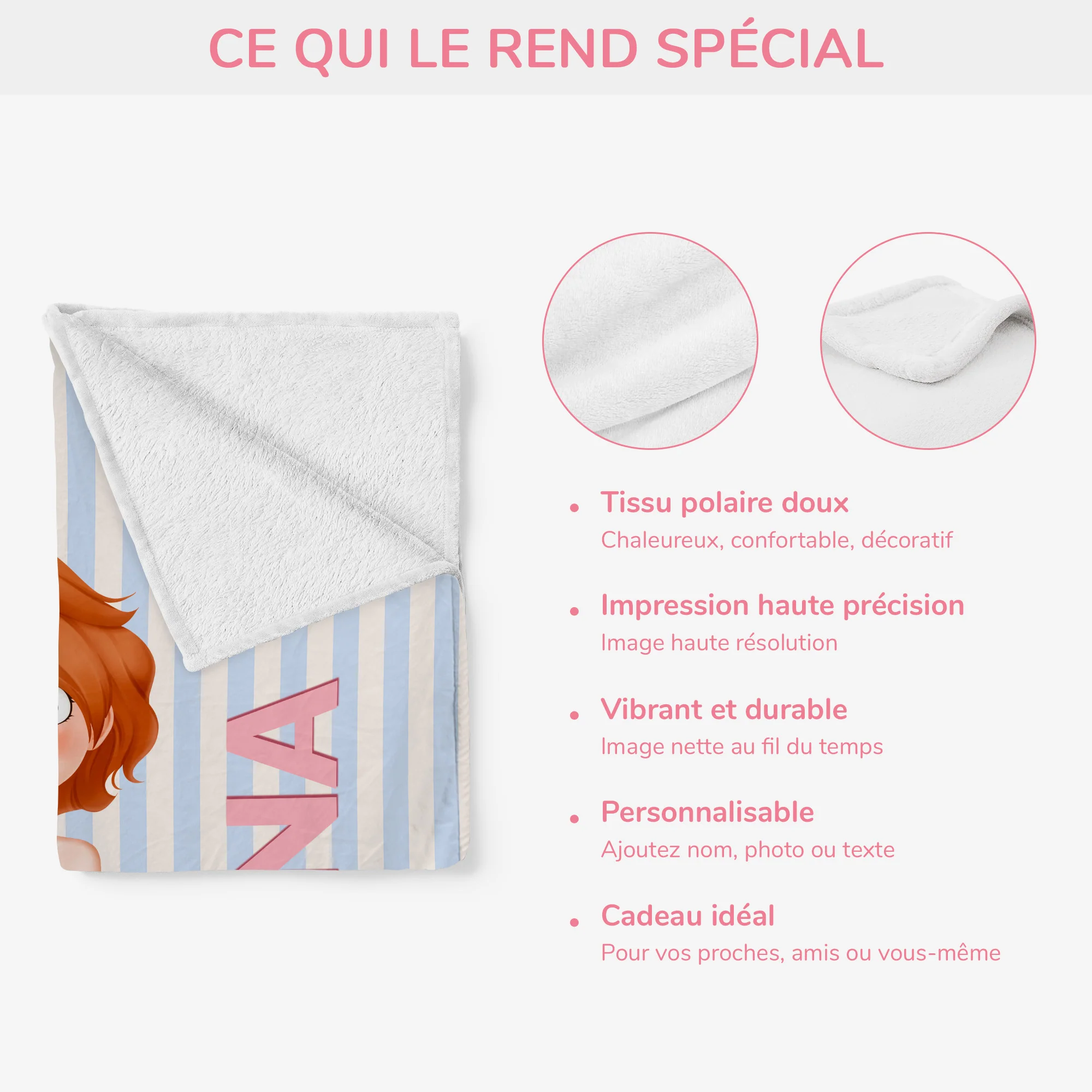 Plaid Personnalisé Prénom - Cadeau Pour Femme Et Homme - Image 4