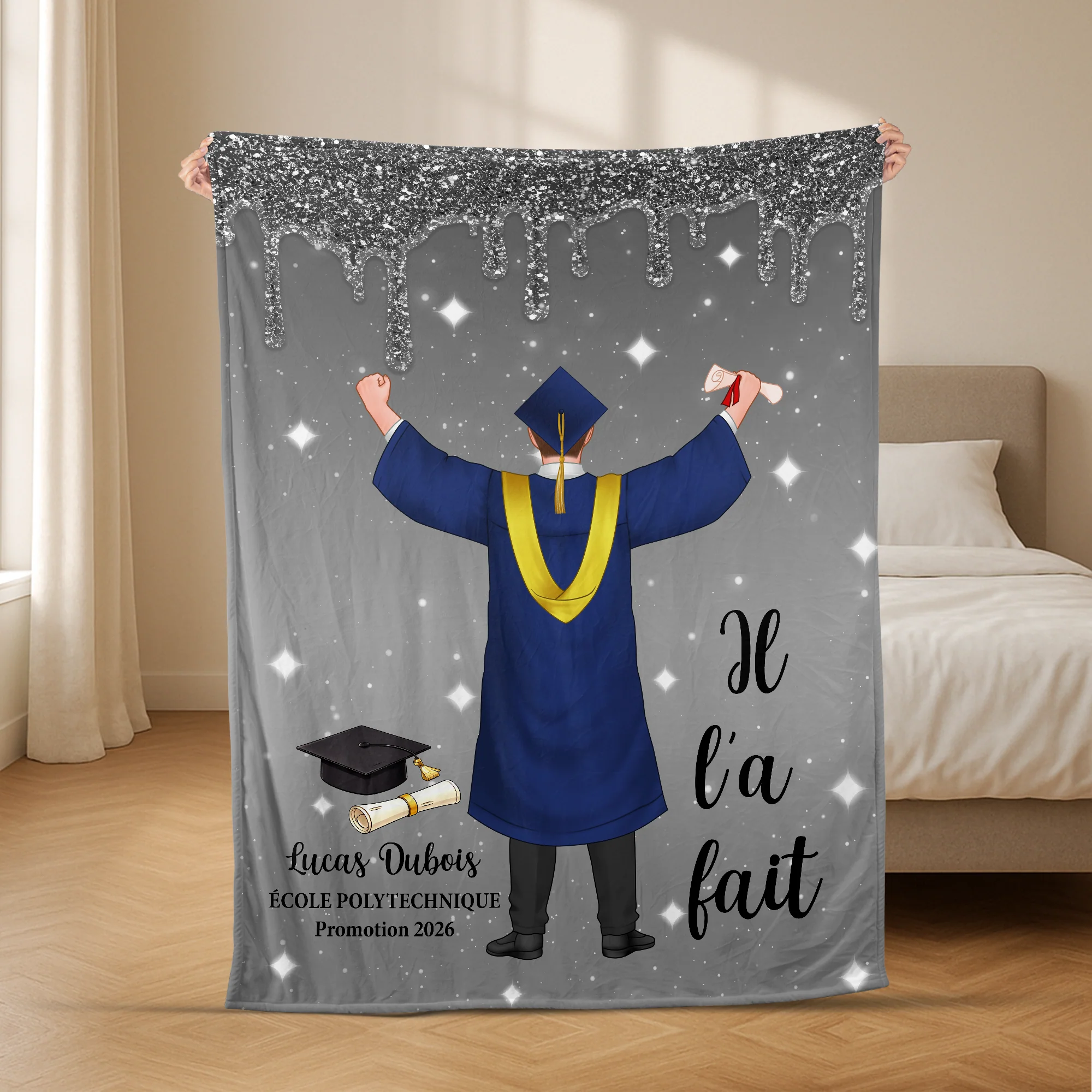 Plaid Personnalisé Prénom - Cadeau Remise De Diplôme Femme/Homme - Image 2