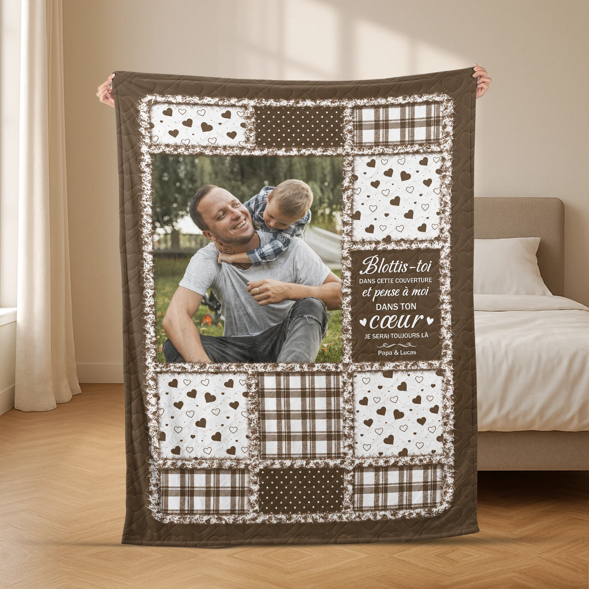 Plaid Polaire Personnalisable Photo Commémorative - Tout Amour Et Câlins De Papa Maman - Image 2