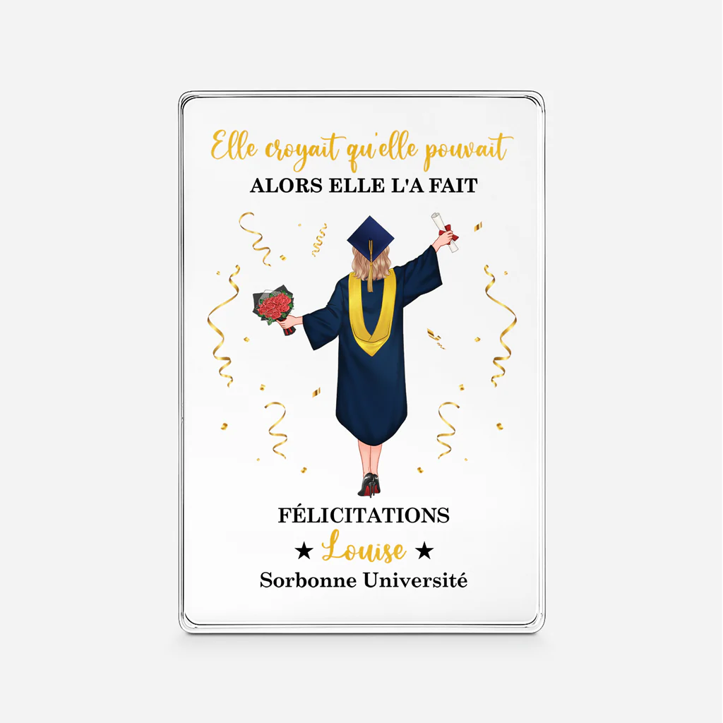 Plaque Acrylique Personnalisée Rectangulaire - Félicitations Cadeau Remise De Diplôme Femme Homme