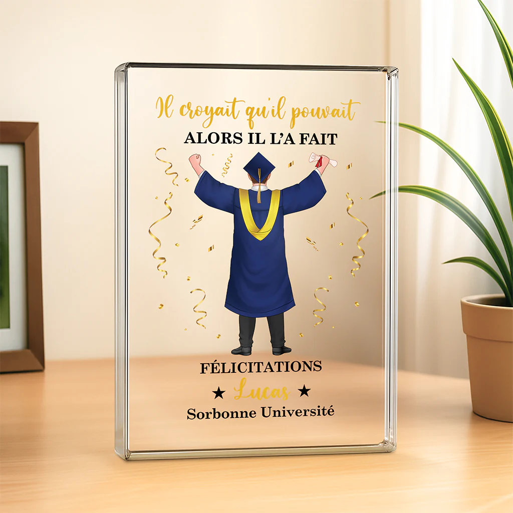 Plaque Acrylique Personnalisée Rectangulaire - Félicitations Cadeau Remise De Diplôme Femme Homme - Image 2