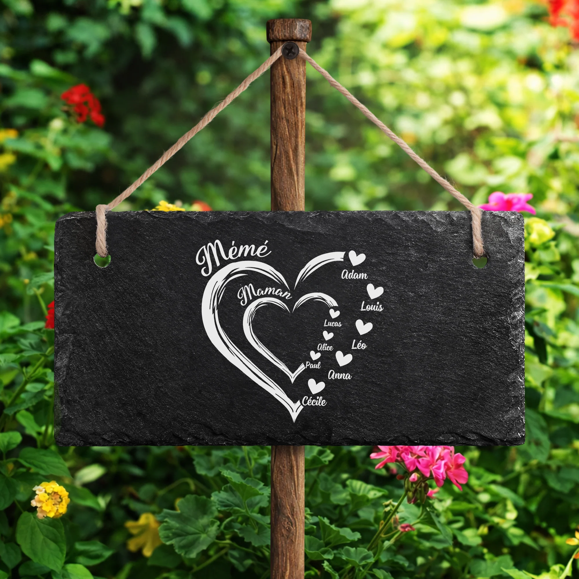 Plaque Ardoise Personnalisable Décorative - Grand Cœur De Maman Mamie - Image 2